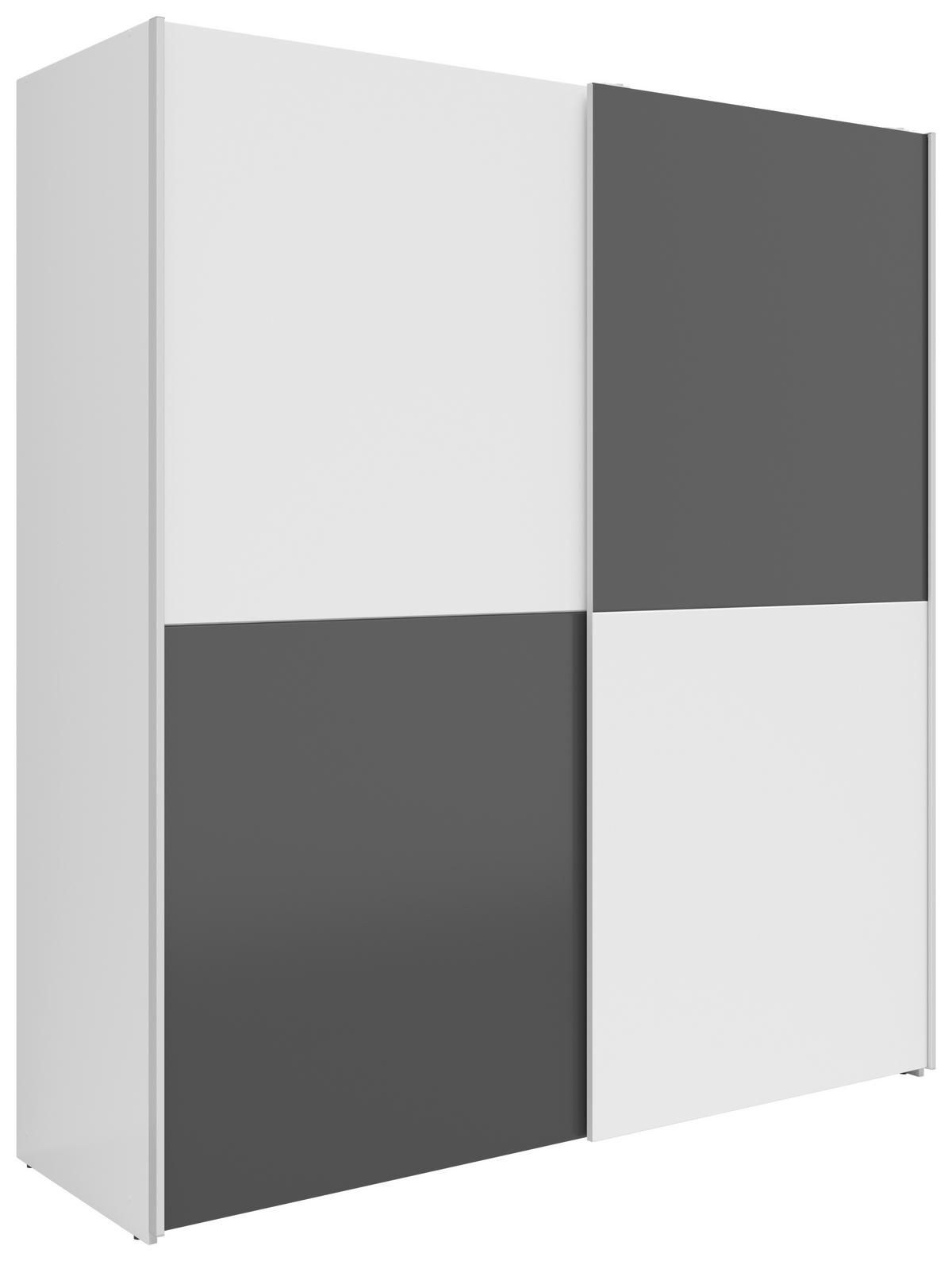 Schwebetürenschrank Time Weiß/Graphitfarben - Silberfarben/Graphitfarben, Holzwerkstoff/Kunststoff (170/191/59cm) - Based