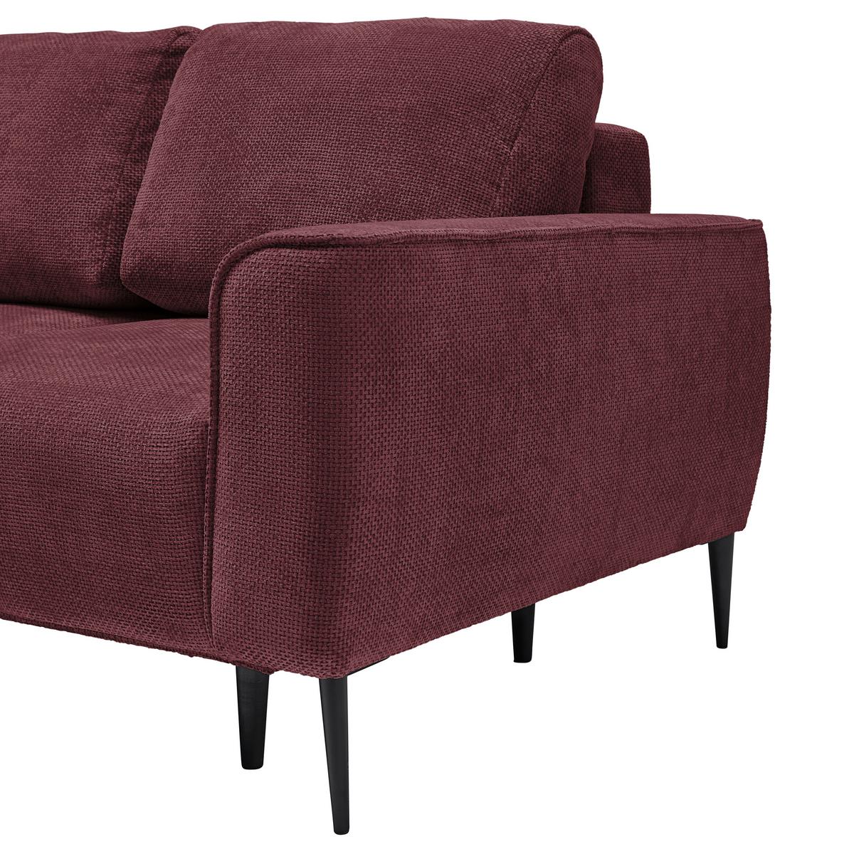 Ecksofa Custom Bordeaux - Bordeaux/Schwarz, MODERN, Textil/Metall (164/85/255cm) - Mömax