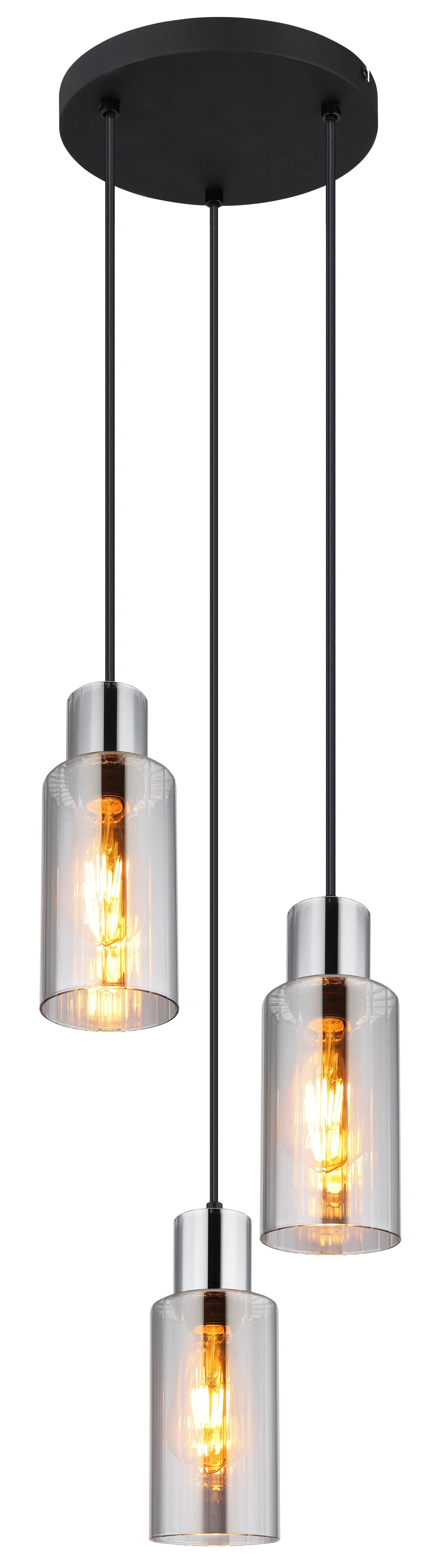 HÄNGELEUCHTE 15708-3H - Schwarz, Basics, Glas/Metall (32/120cm) - Globo