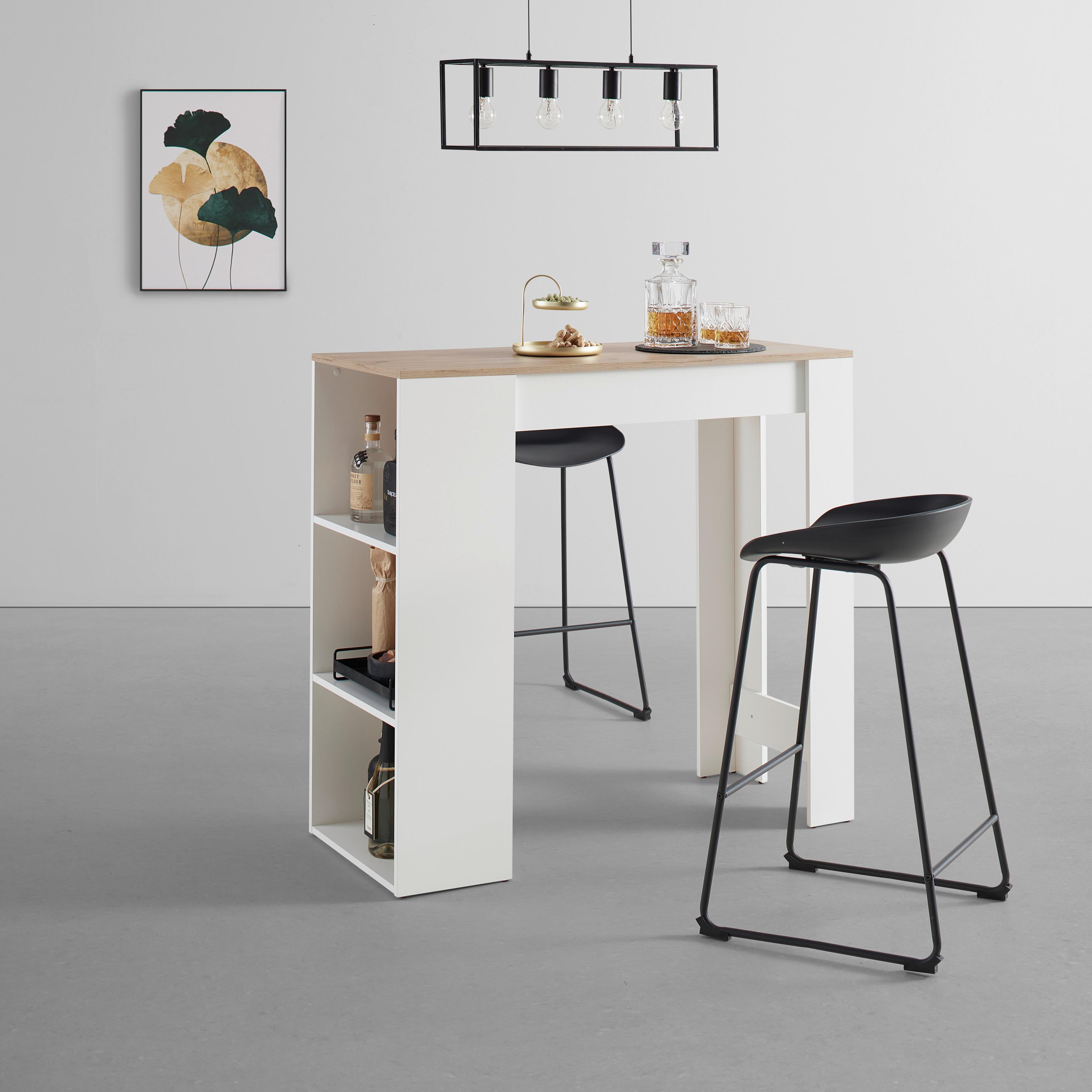 BARTAFEL DANDY - Wit/Zwart, Modern, Hout/Kunststof (115/108/50cm) - Mömax