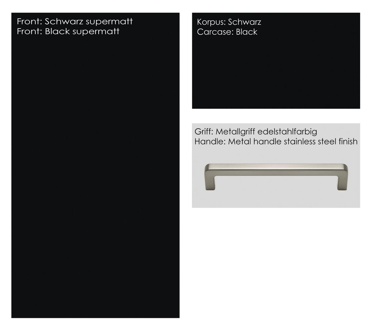 Kochfeldumbauschrank Touch Schwarz - Edelstahlfarben/Schwarz, MODERN, Holzwerkstoff/Metall (90/87/56cm) - Nobilia