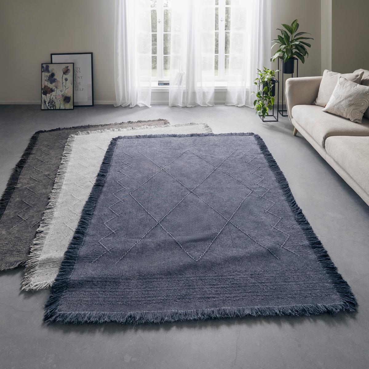 Ročno Tkana Preproga Monaco 1 - temno modra, tekstil (80/150cm) - Modern Living