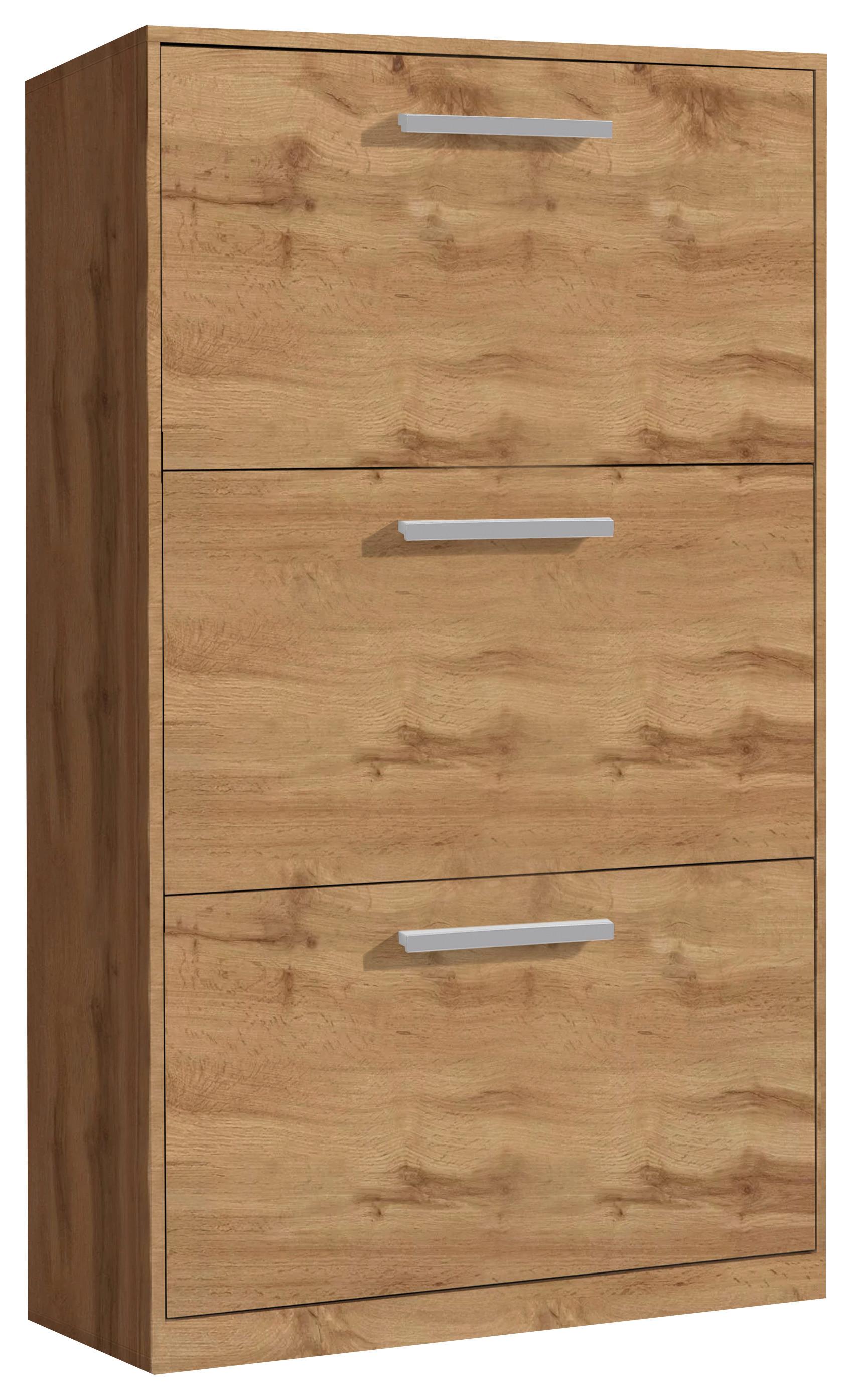 Cipősszekrény Leon 3 - Wotan tölgy, Modern, műanyag/faalapú anyag (64/119,7/19cm) - Boxxx