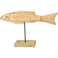 Szobor Fish - natúr színű, Trend, fa/fém (21,5/7/36cm)