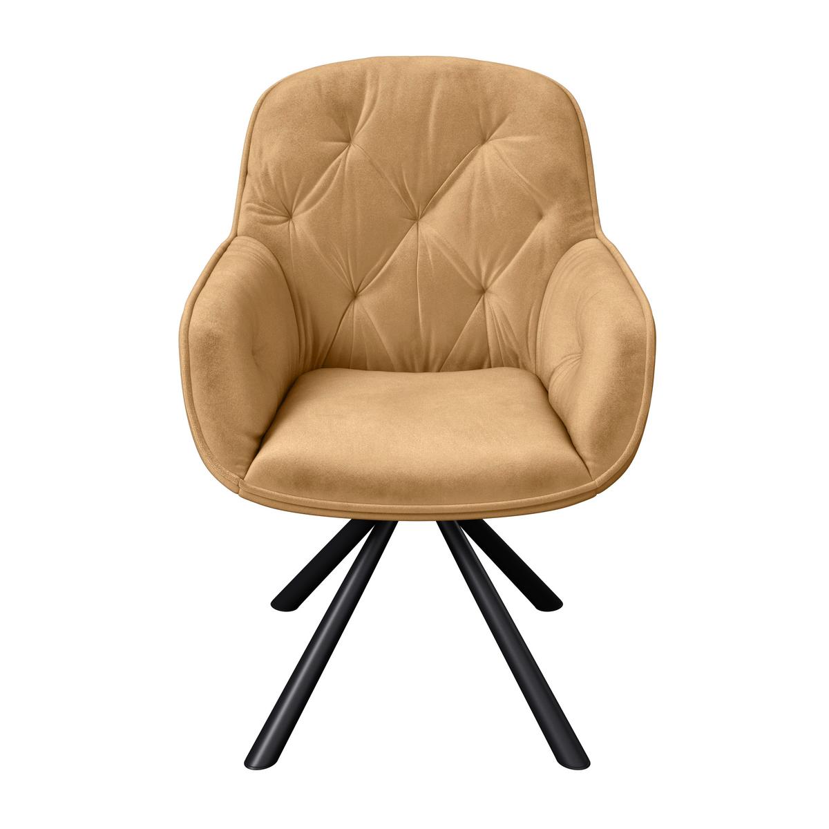 Naslanjač Silvi, Rjava, Žamet, Vrtljiv - črna/rjava, Konvencionalno, kovina/tekstil (62/85/62cm)