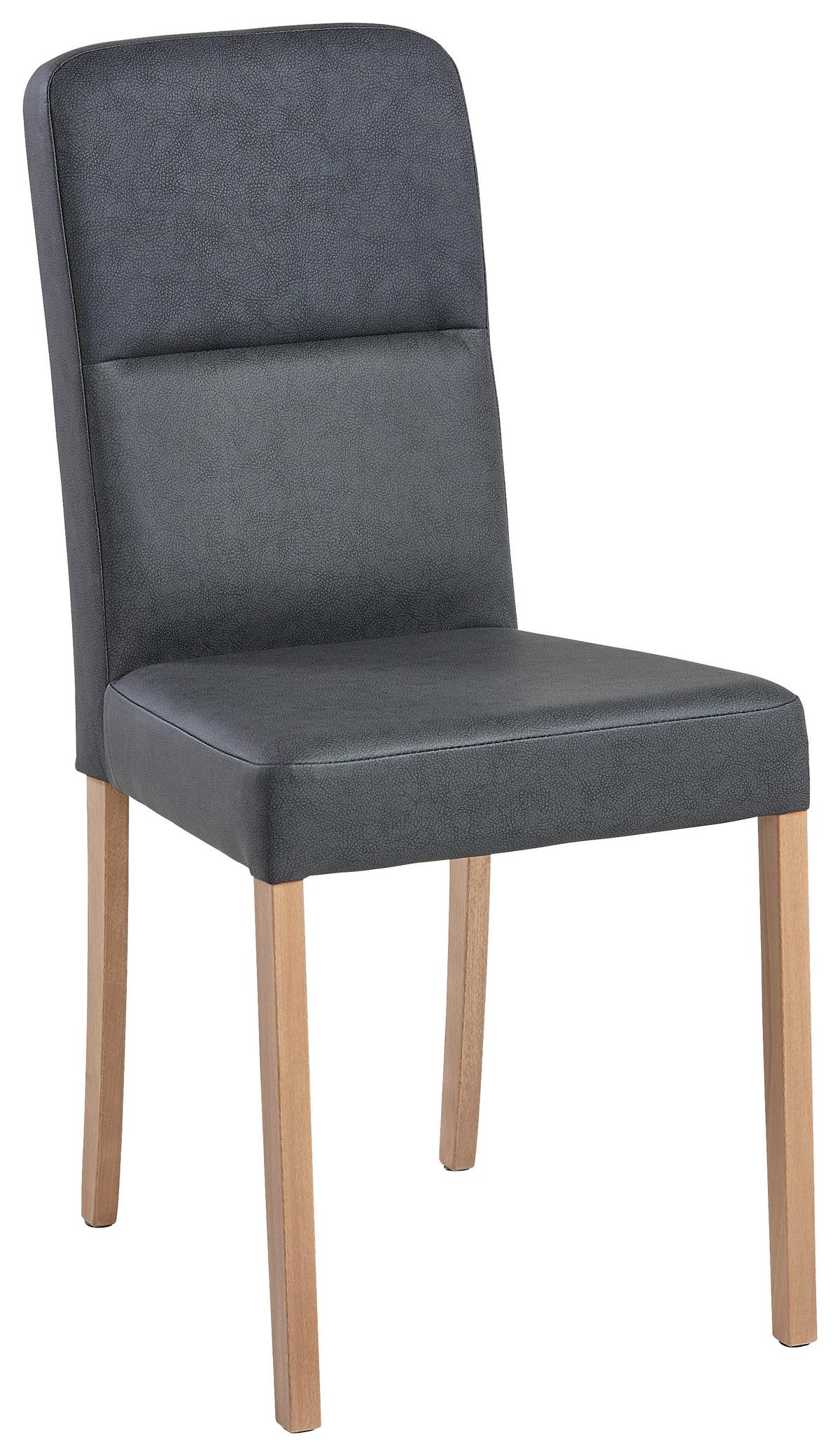 Stuhl Solar in Schwarz Lederlook - Eichefarben/Schwarz, Basics, Holz/Textil (45/90/55cm) - Mömax