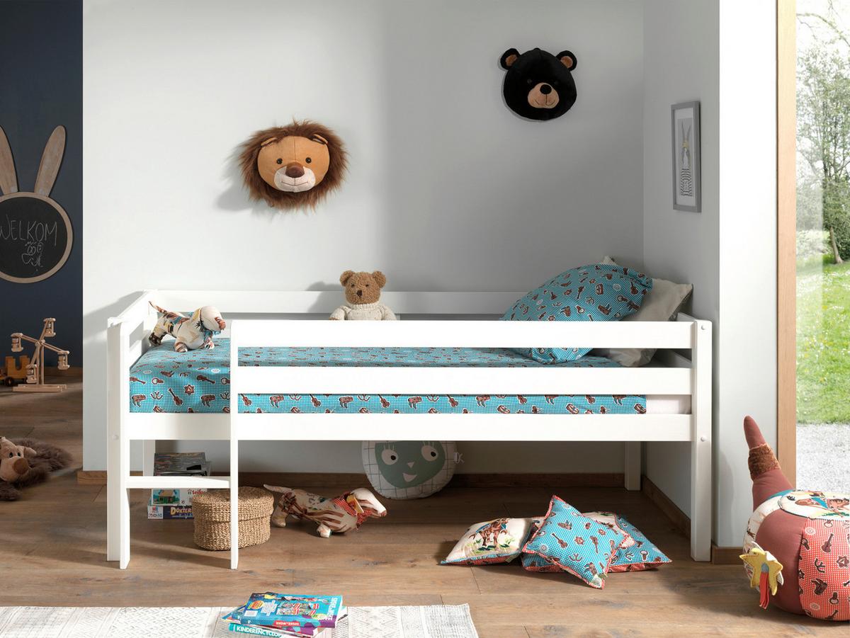 Hochbett Pino ca.90x200cm Kiefer Massiv Weiß - Weiß, MODERN, Holz/Holzwerkstoff (90/200cm) - MID.YOU