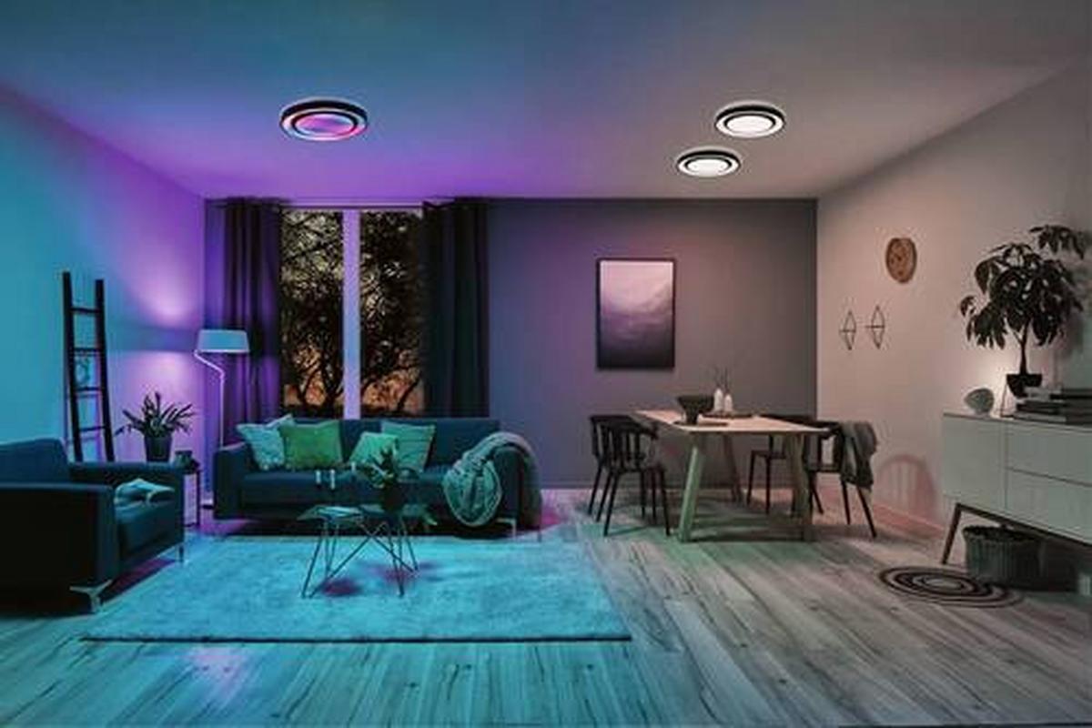 Deckenleuchte Rainbow in Schwarz/Weiß max. 38,5 Watt - Schwarz/Weiß, Design, Kunststoff/Metall (47,5/7cm) - Paulmann