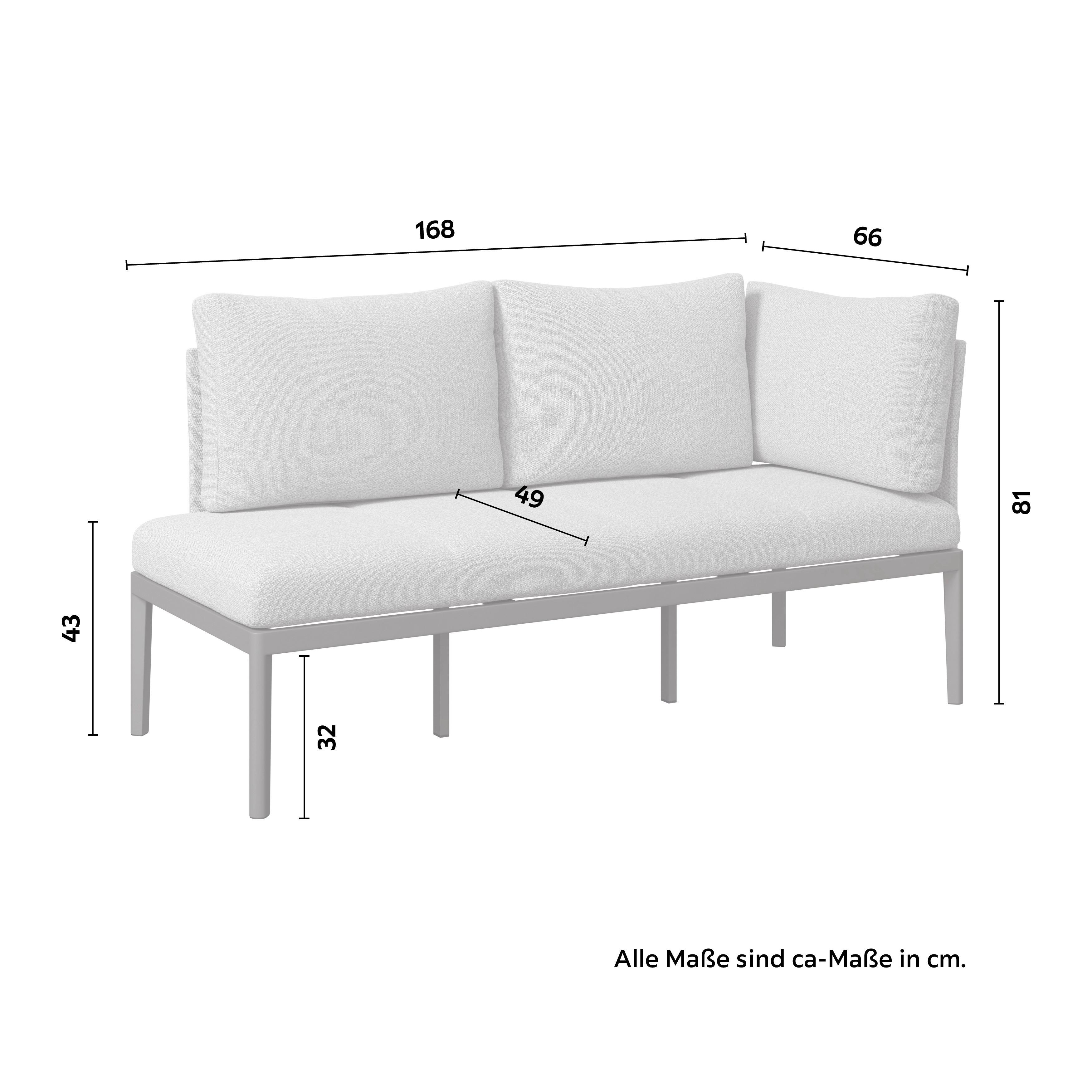 LOUNGEGRUPP EMILIA - beige/mörkgrå, Modern, metall/glas (168/75/73,5cm) - Mömax