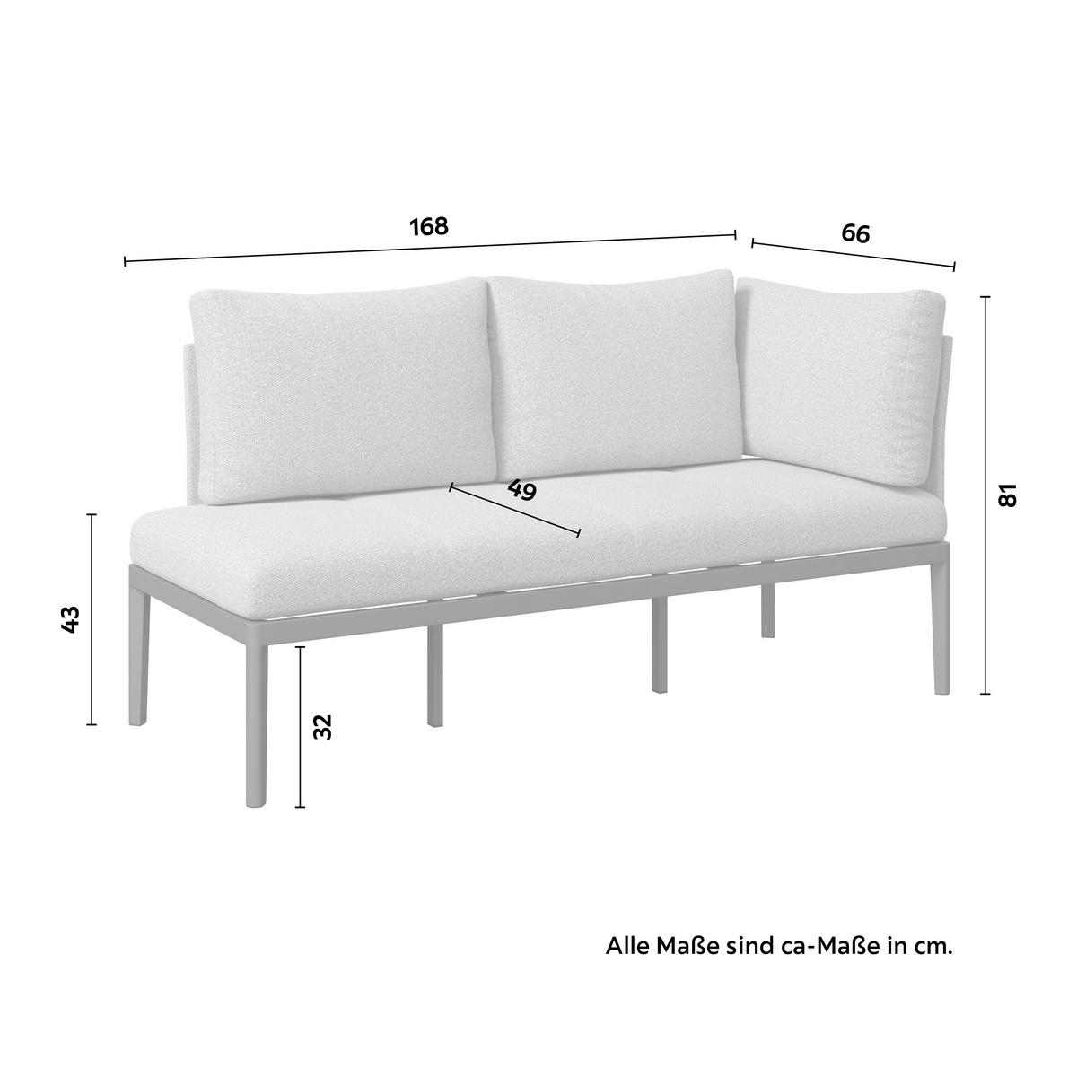 Loungegarnitur Emilia Anthrazit/Natur/Dunkelgr/Beige - Dunkelgrau/Beige, MODERN, Glas/Textil (168/75/73,5cm) - Mömax