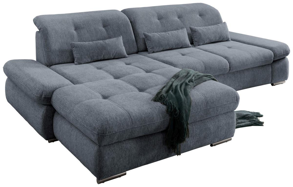 Wohnlandschaft Dalida Hellblau Chenille - Chromfarben/Hellblau, Design, Textil/Metall (196/300cm) - Livetastic