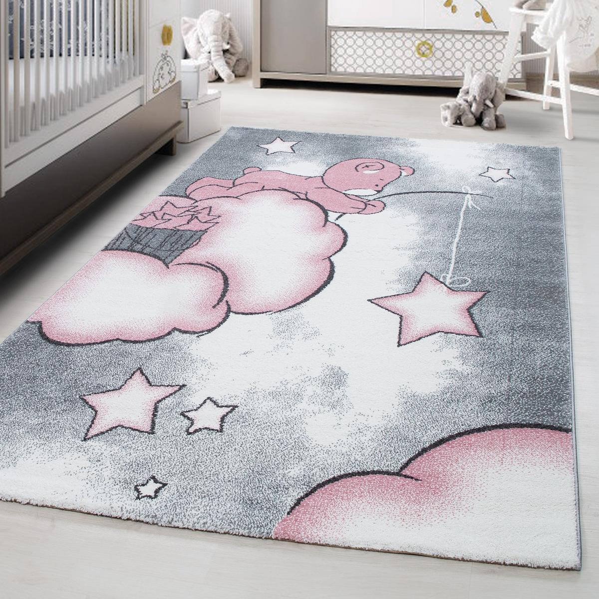 Kinderteppich Kids Grau/Weiß/Pink ca. 80x150cm - Pink/Weiß, Trend, Textil (80/150cm)