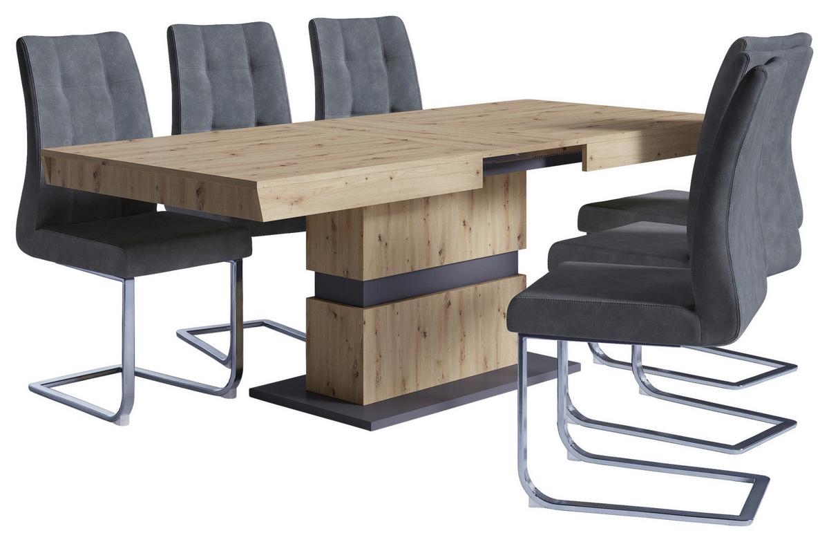Schwingstuhl-Set MARLEN XXL Anthrazit, Wippfunktion - Anthrazit/Silberfarben, LIFESTYLE, Textil/Metall (47/96/62cm) - MID.YOU