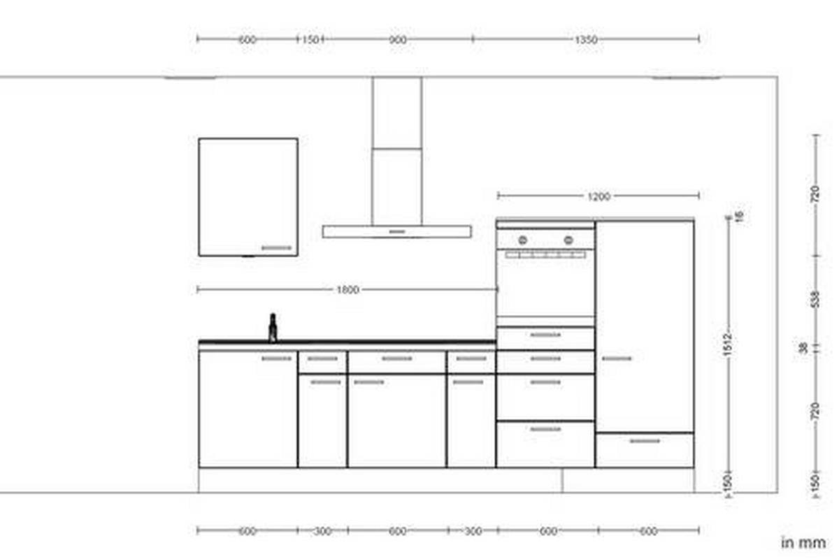 Küchenleerblock Flash Low o. Geräte Hellgrau - Schieferfarben/Edelstahlfarben, MODERN, Holzwerkstoff/Metall (300cm) - Nobilia