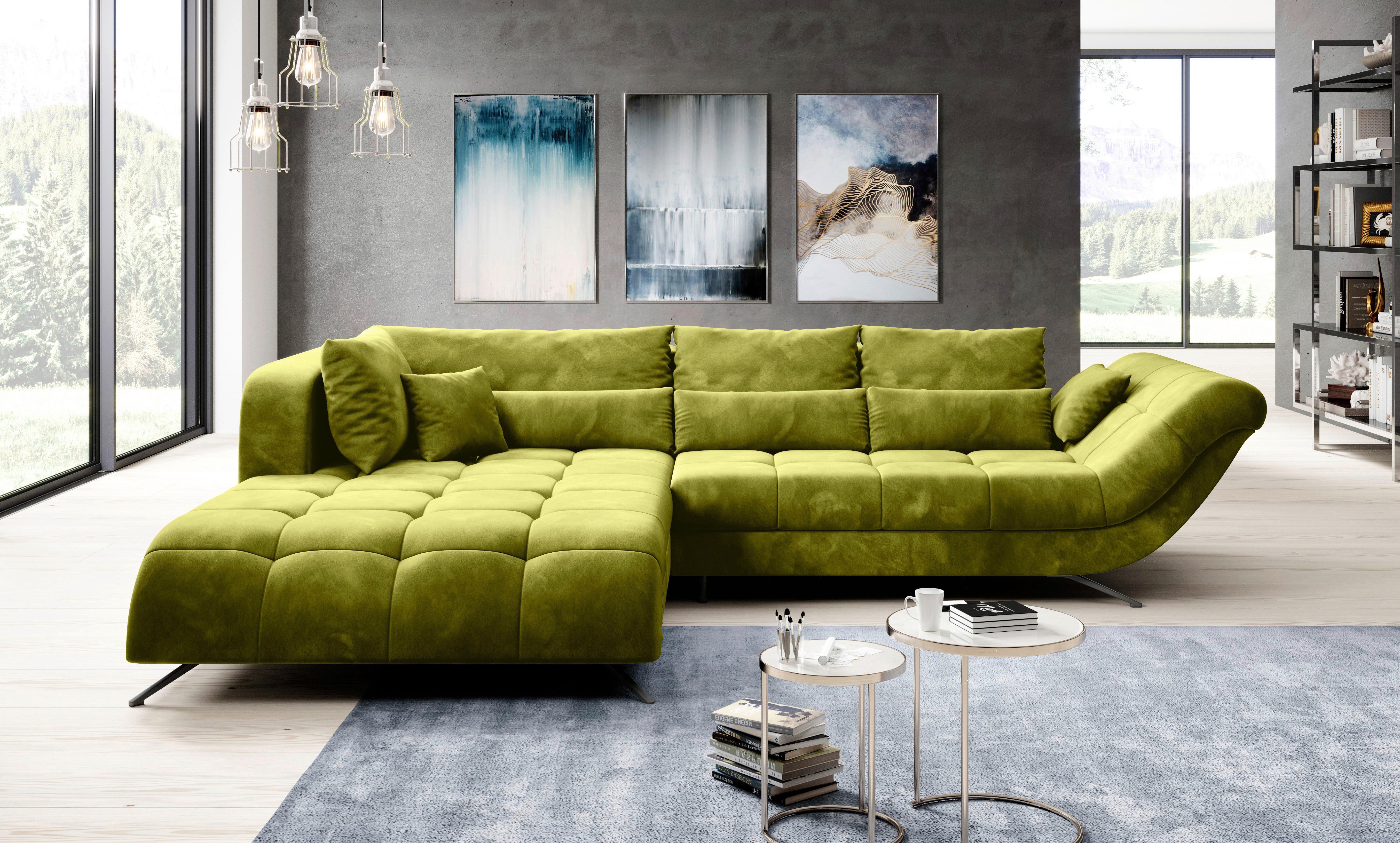 Sarokgarnitúra Calvin - Zöld, modern, Textil (210/84/290cm) - Modern Living