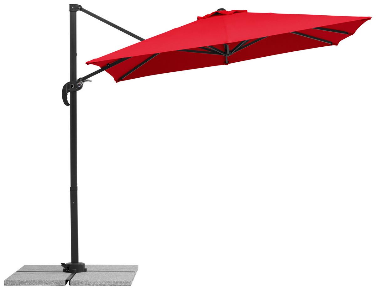 Ampelschirm Rhodos Junior ca.300x239x230cm Rot - Anthrazit/Rot, Basics, Textil/Metall (300/239/230cm) - Schneider