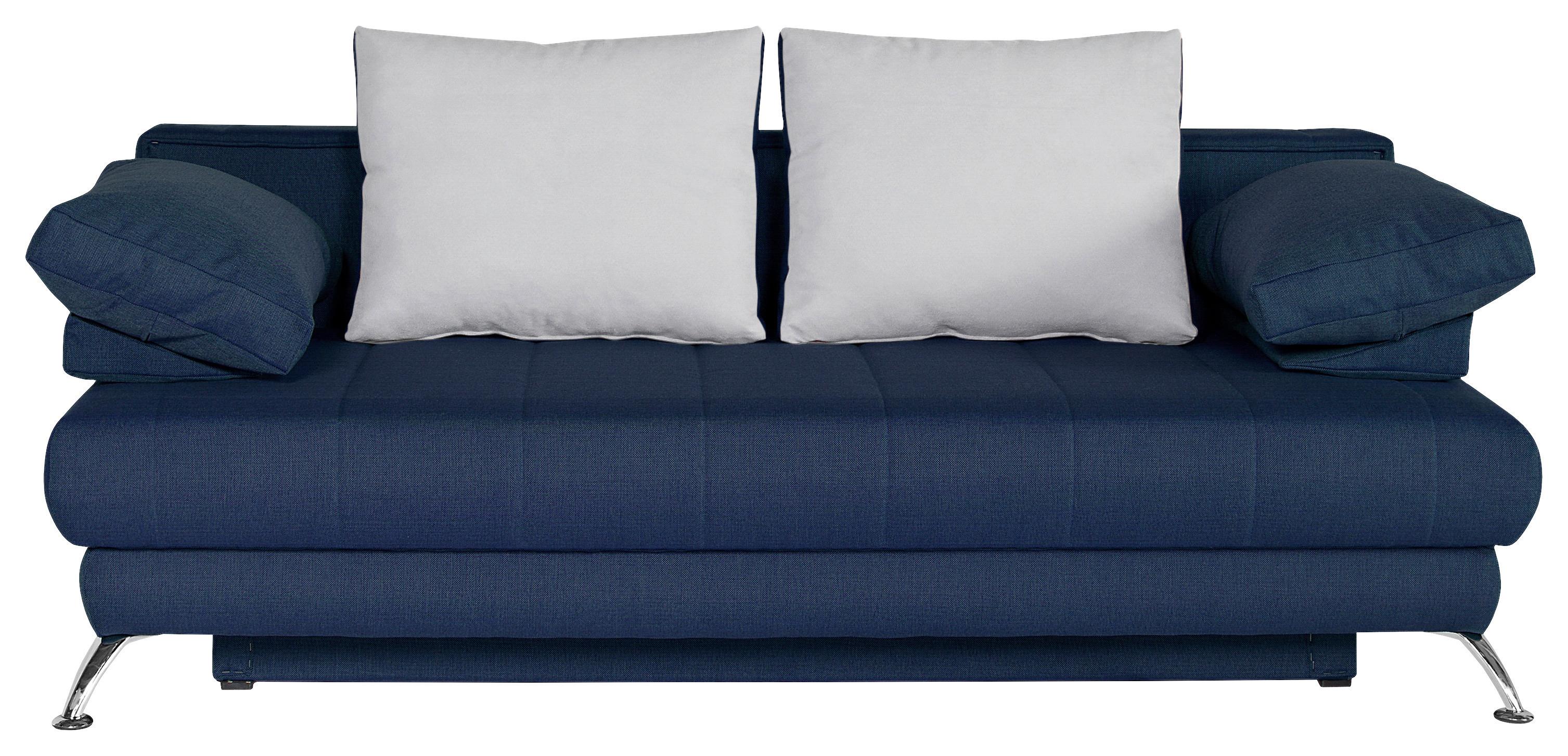 Zofa S Posteljno Funkcijo Sevilla, Temno Modra / Bež - srebrne barve/bež, Moderno, tekstil/les (200/100/75cm) - Top ponudba