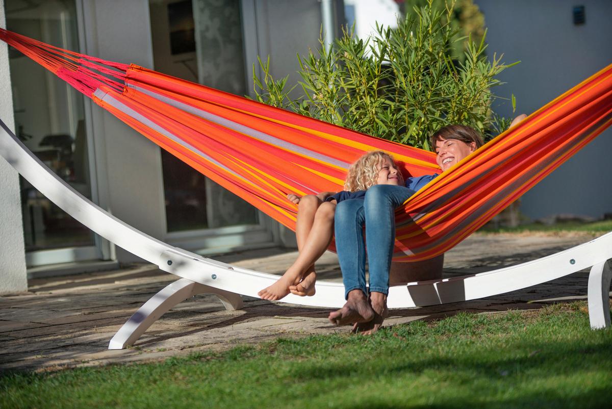 Hängematte Classic Double Hammock Outdoor Gelb/Orange - Gelb/Rot, KONVENTIONELL, Textil (160/350cm) - La Siesta
