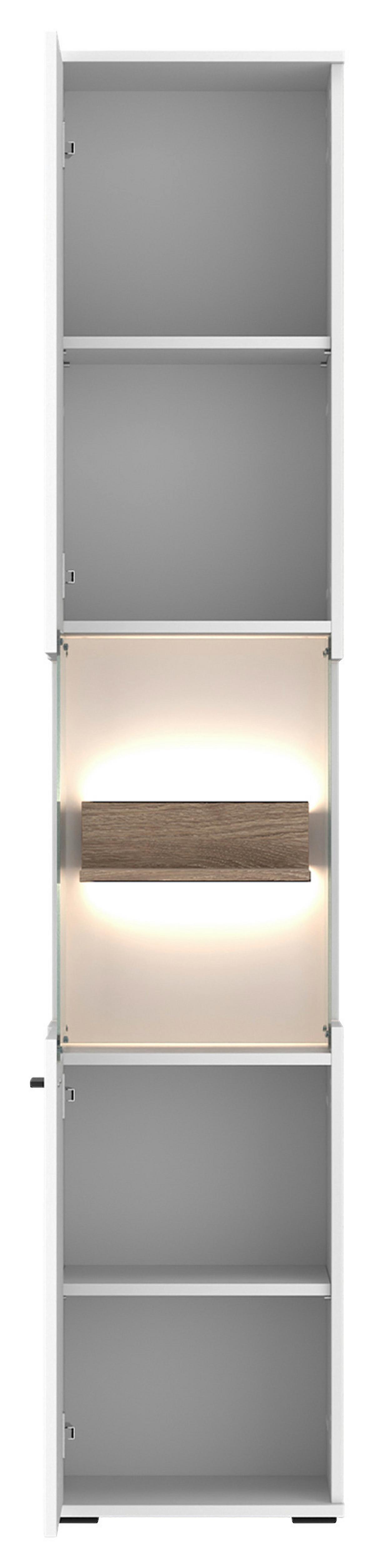 Vitrina Cotia New - bijela/boje hrasta, Moderno, staklo/drvni materijal (40/197,7/37cm) - Modern Living