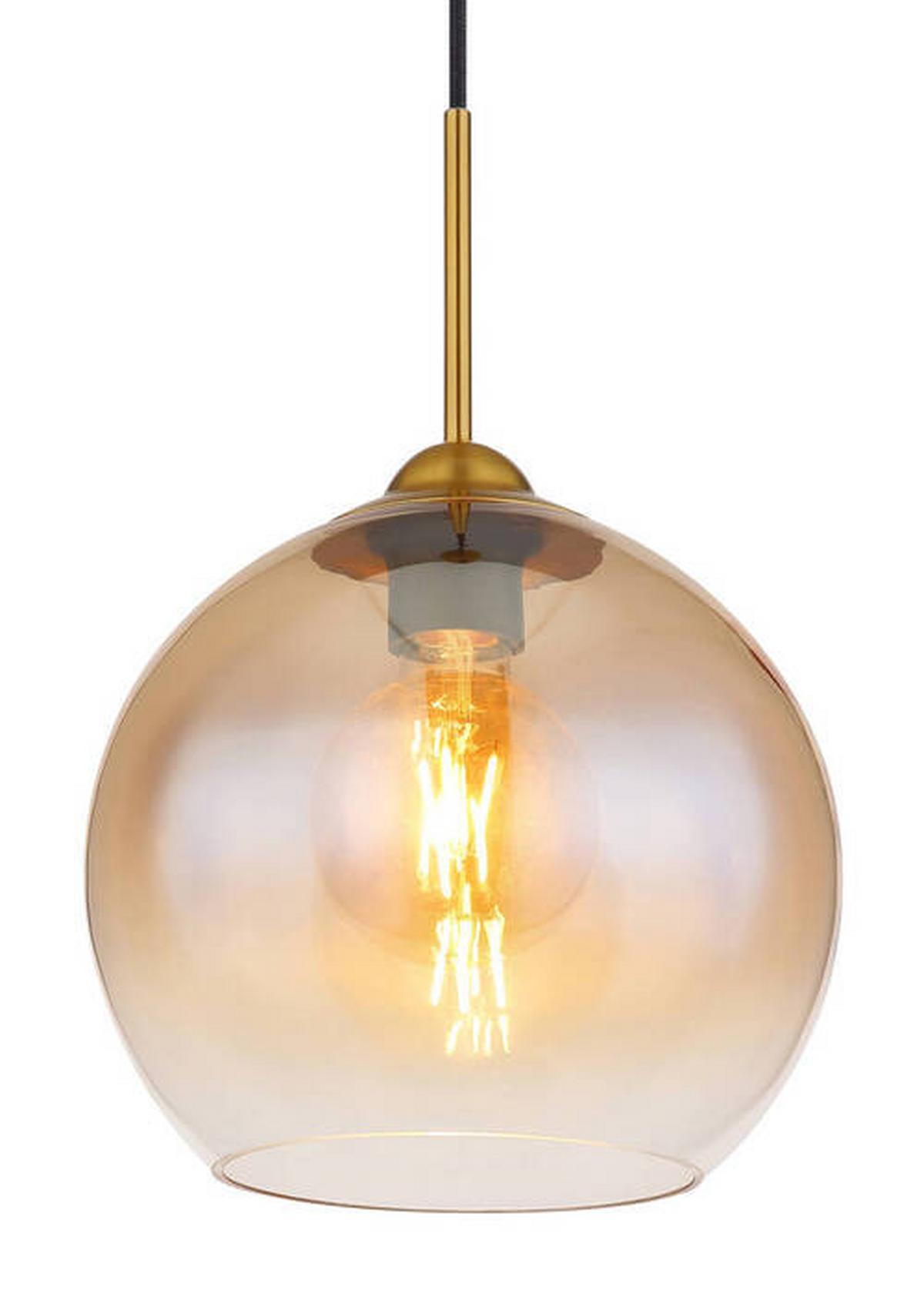 Hängeleuchte Jamessa Messingfarben max. 60 Watt - Klar/Messingfarben, Design, Glas/Metall (25/120cm) - Globo