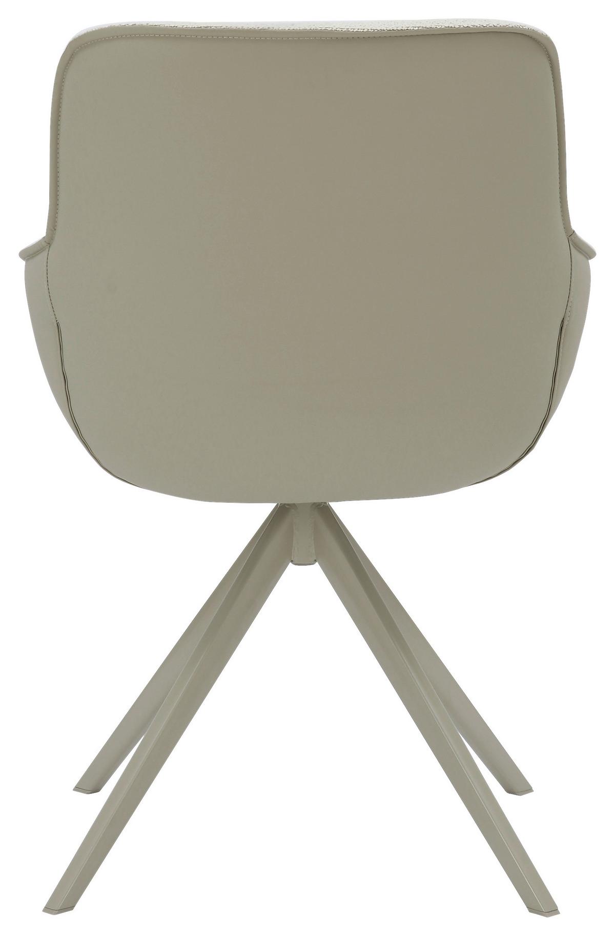 KRZESŁO Z PODŁOKIETNIKAMI FLORENTINA - kremowy/szary, Design, metal/tkanina (58/85/63cm) - Hom`in