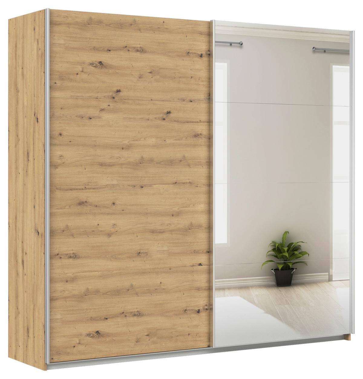 Ormar S Klasičnim Vratima Feldkirch - srebrne boje/hrast Artisan, Moderno, drvni materijal/metal (225/210/62cm) - Modern Living