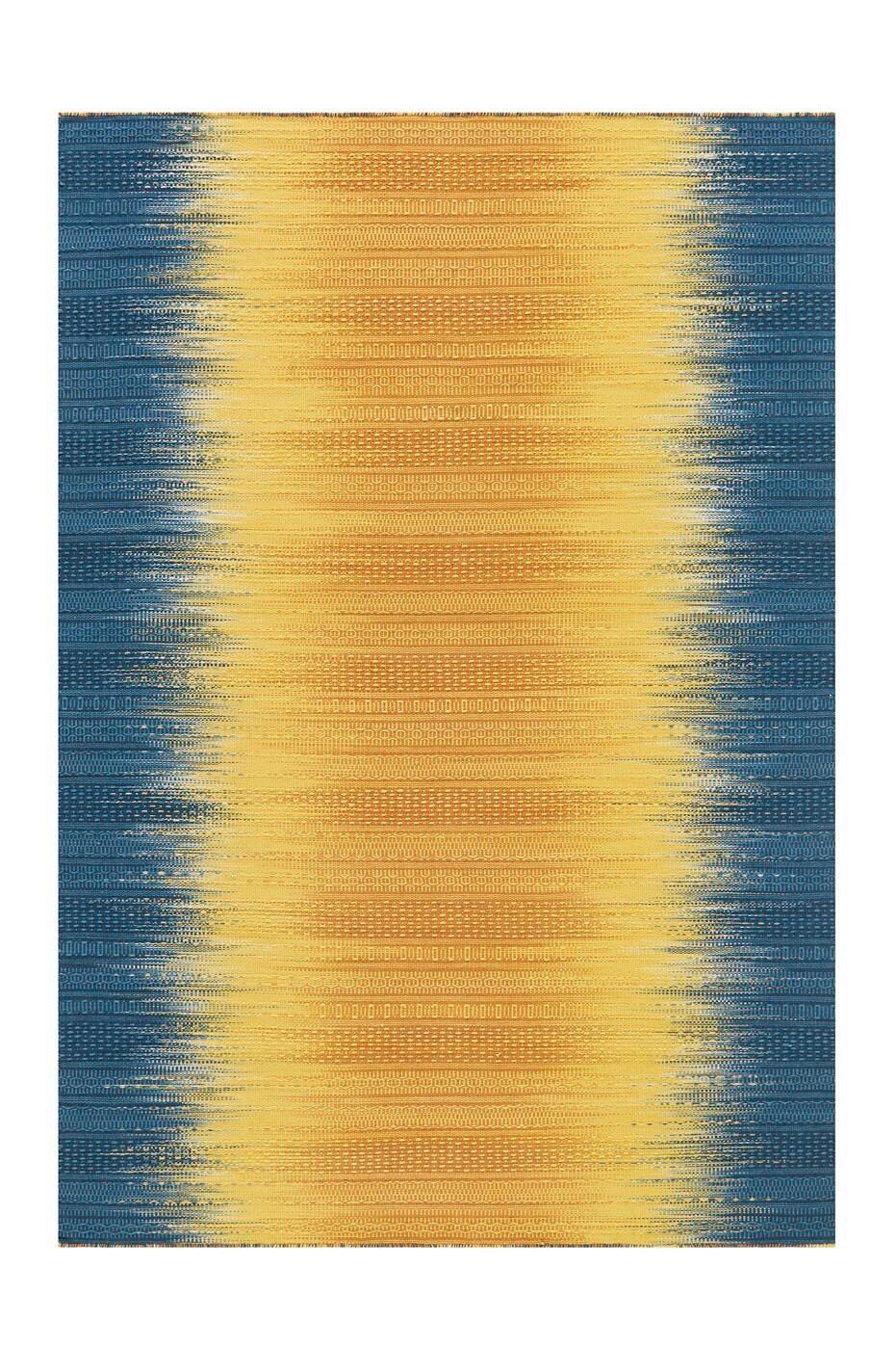 Flachwebeteppich Sunset  8070 Gelb/blau 90x160 - Blau/Gelb, Basics, Textil (90/160cm) - Kayoom
