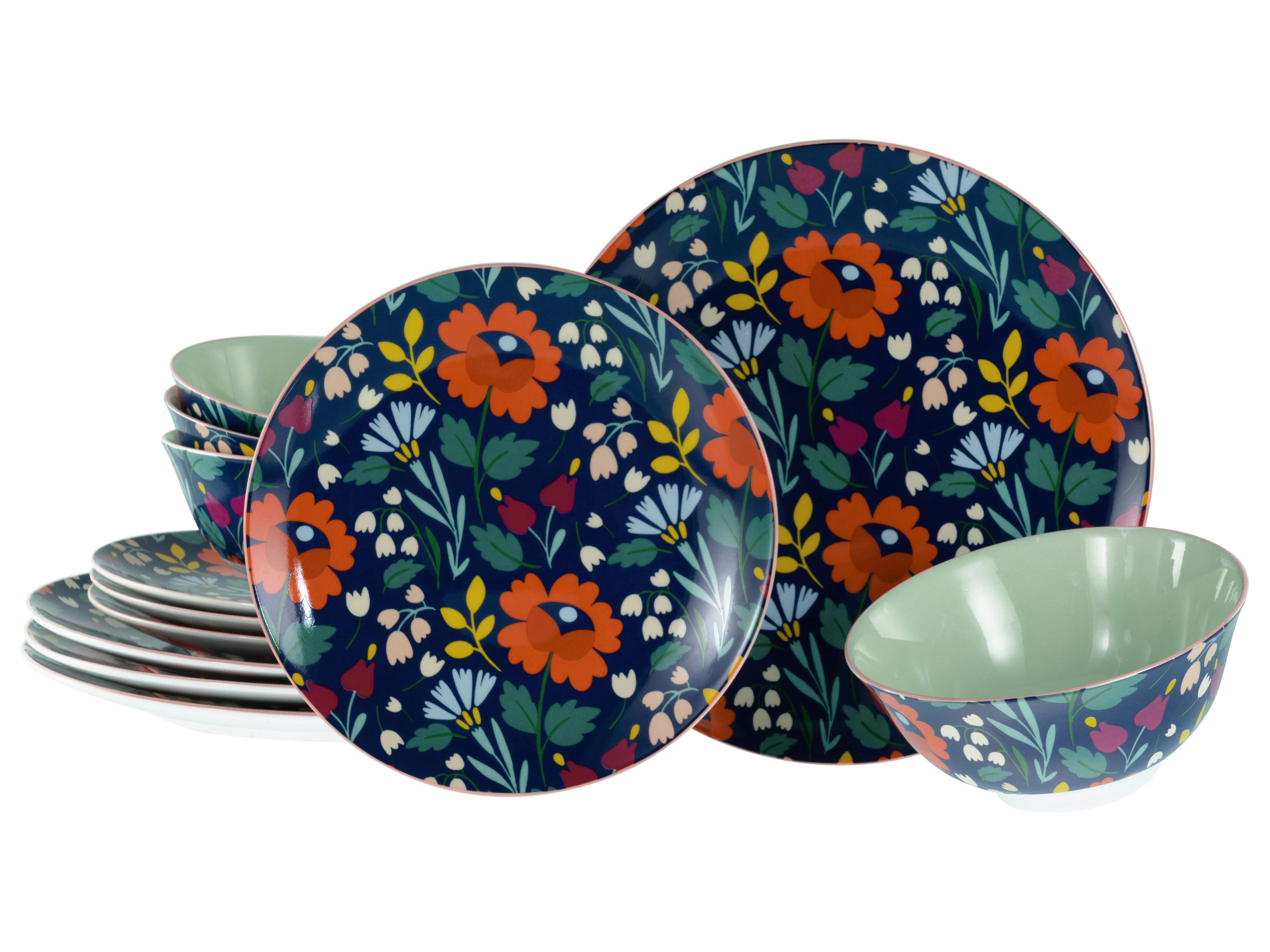 Jedilni Servis Folklore Blue, 12-Delni - večbarvno, Design, keramika - Creatable