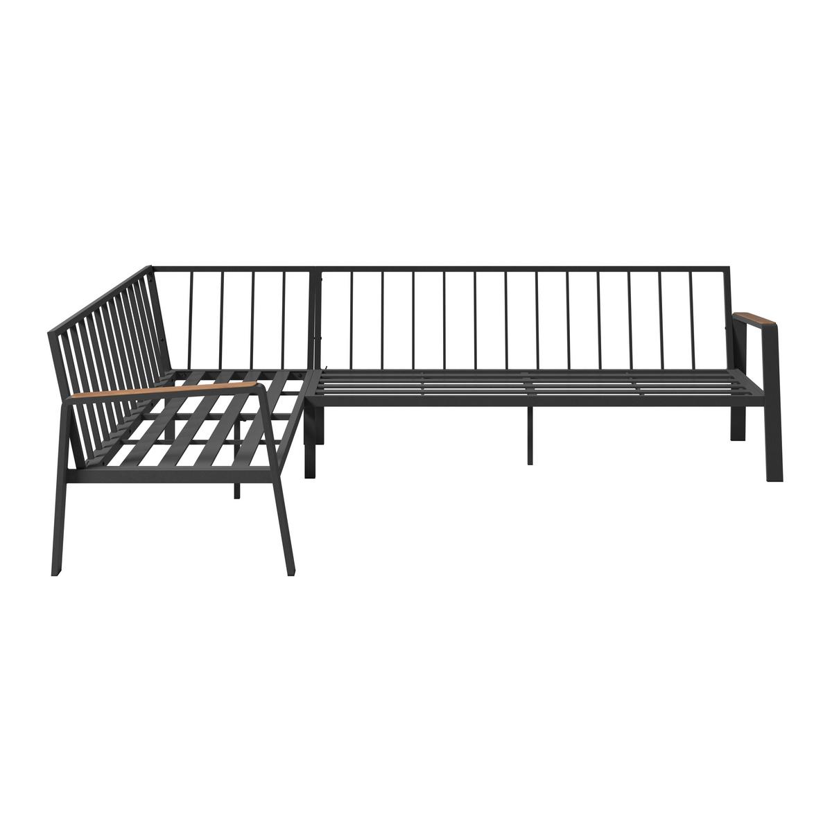 Lounge Garnitura Lecce, Rjava, Antracit, 4-Delno - črna/antracit, Moderno, kovina/steklo (194/255cm) - Beldano