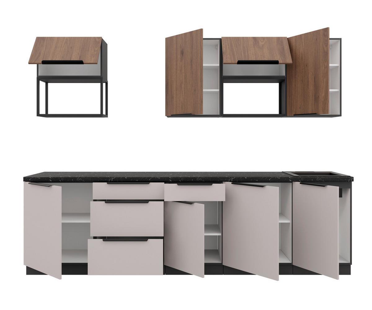 Blok Kuhinja Arona/monza - kašmir/boja orahovog drveta, Moderno, metal/pločasti materijal (280/210/60cm) - Modern Living