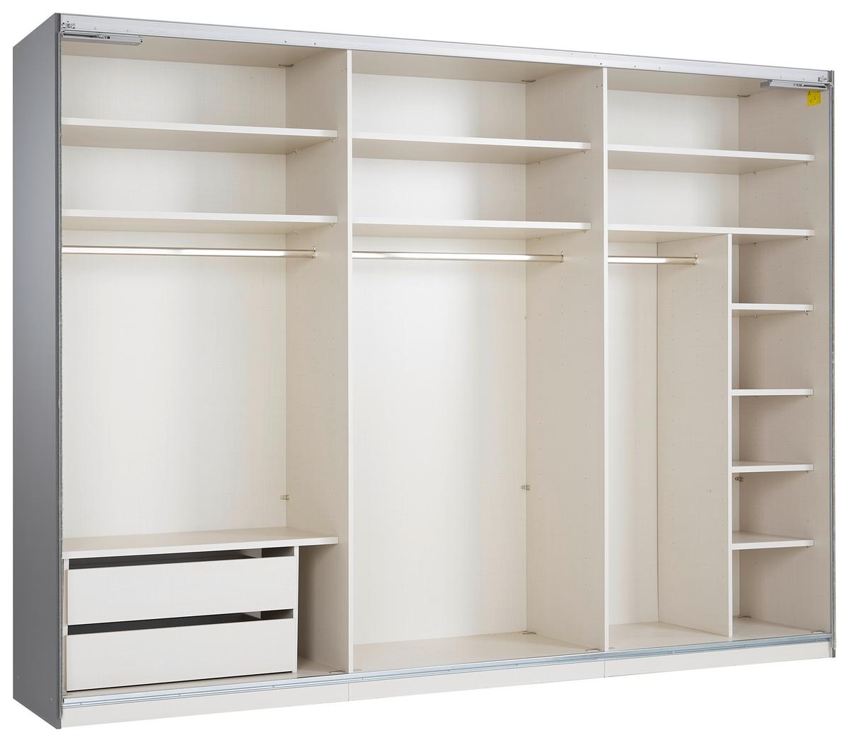 Schwebetürenschrank in Grau - Schwarz, MODERN, Glas/Holzwerkstoff (298/222/68cm) - Premium Living