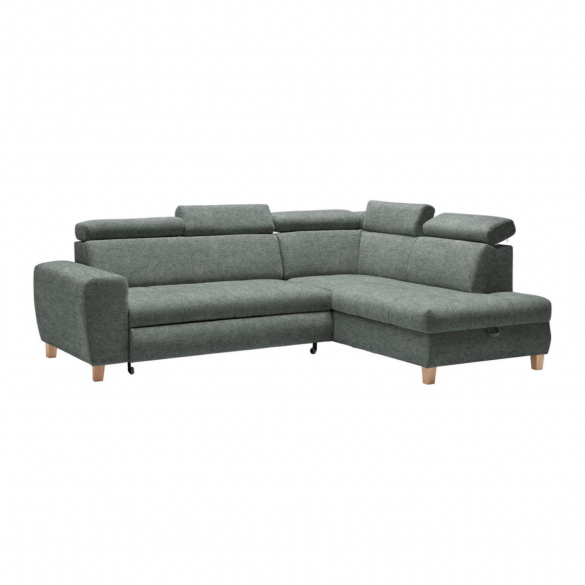 Ecksofa Lugo Graublau - Graublau, MODERN, Holz/Kunststoff (266/98/205cm) - Mömax