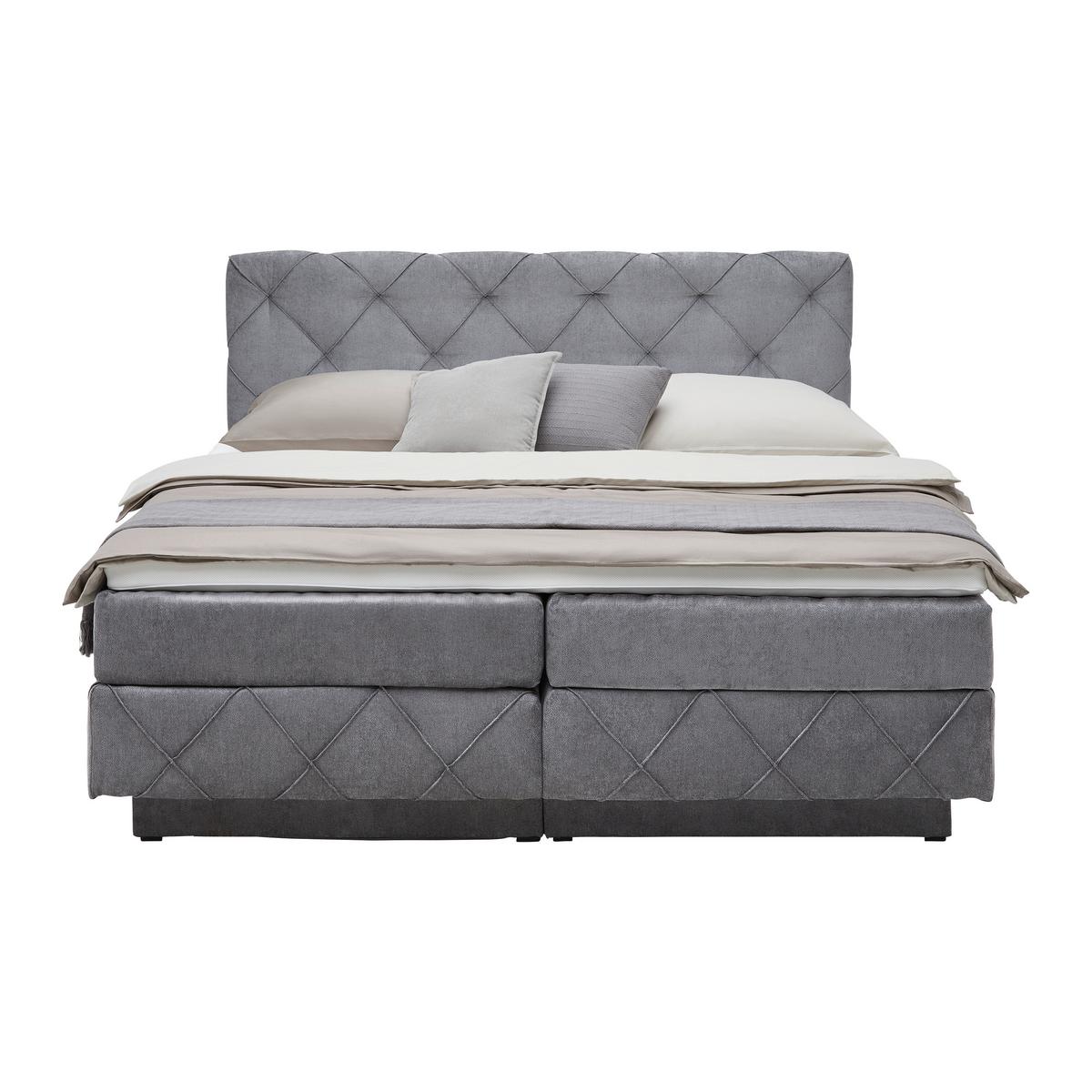 Boxspringbett Cordoba Grau ca. 160x200cm - Schwarz/Grau, KONVENTIONELL, Holz/Holzwerkstoff (160/200cm) - Premium Living