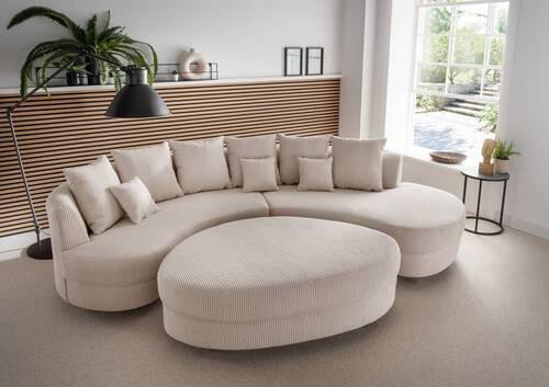 Hocker Limoncello beige Cord - Beige/Schwarz, Design, Kunststoff/Textil (150/38/96cm) - Livetastic