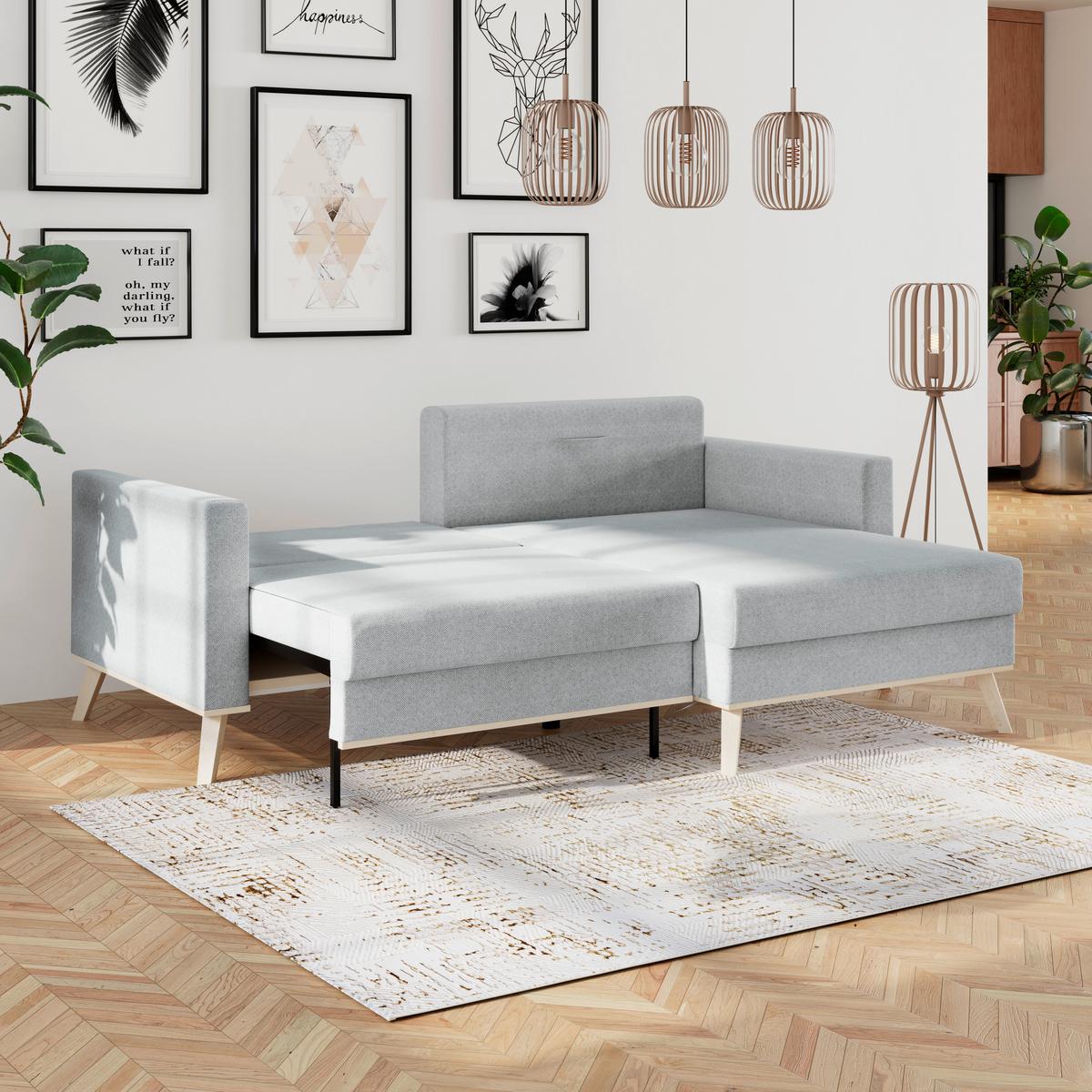 Coltar CARINI - argintiu/crem, Basics, textil (222/152cm) - Modern Living