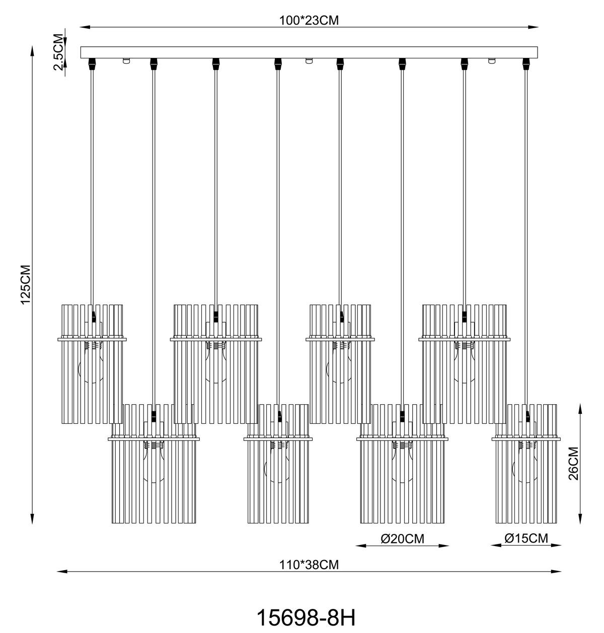 Viseća Svjetiljka Gorley - siva/crna, Basics, staklo/metal (110/38/125cm) - Globo
