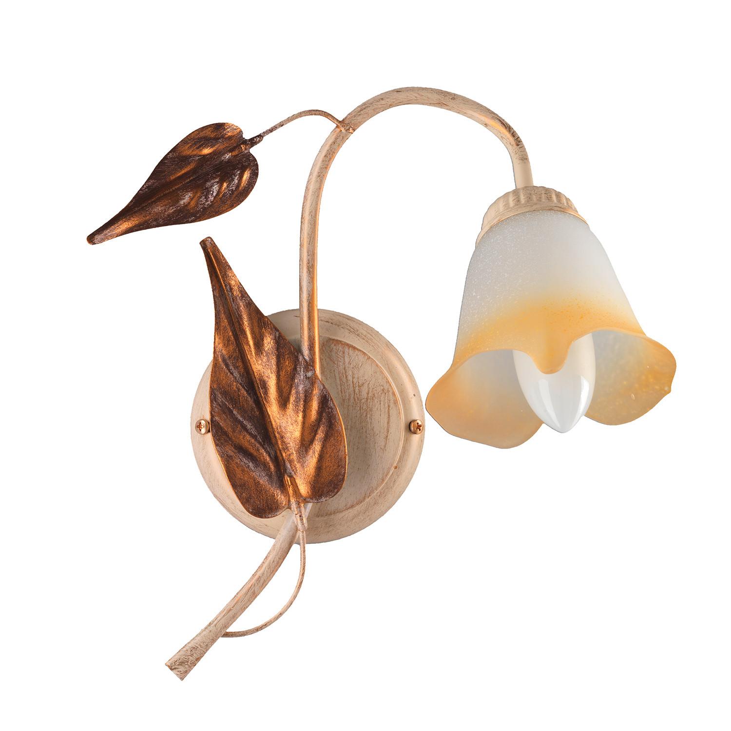 Wandleuchte Vanda Weiß/Beige max. 6 Watt - Beige/Weiß, ROMANTIK / LANDHAUS, Glas/Metall (30/30/35cm)