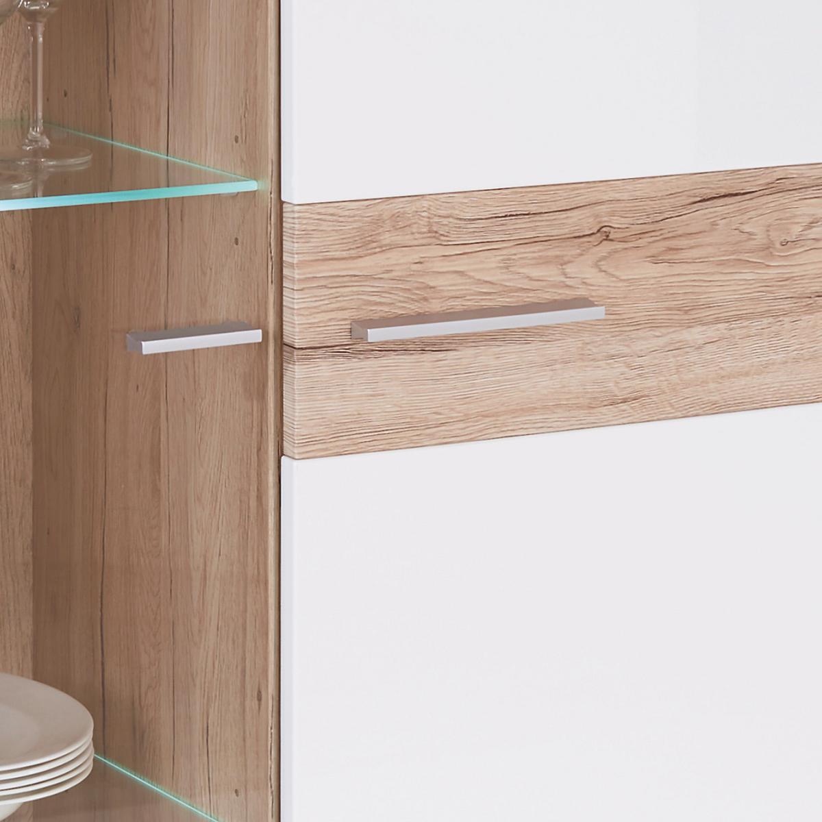 Vitrină Malta - alb/culoare lemn stejar, Modern, material pe bază de lemn (96/132/35cm) - Modern Living