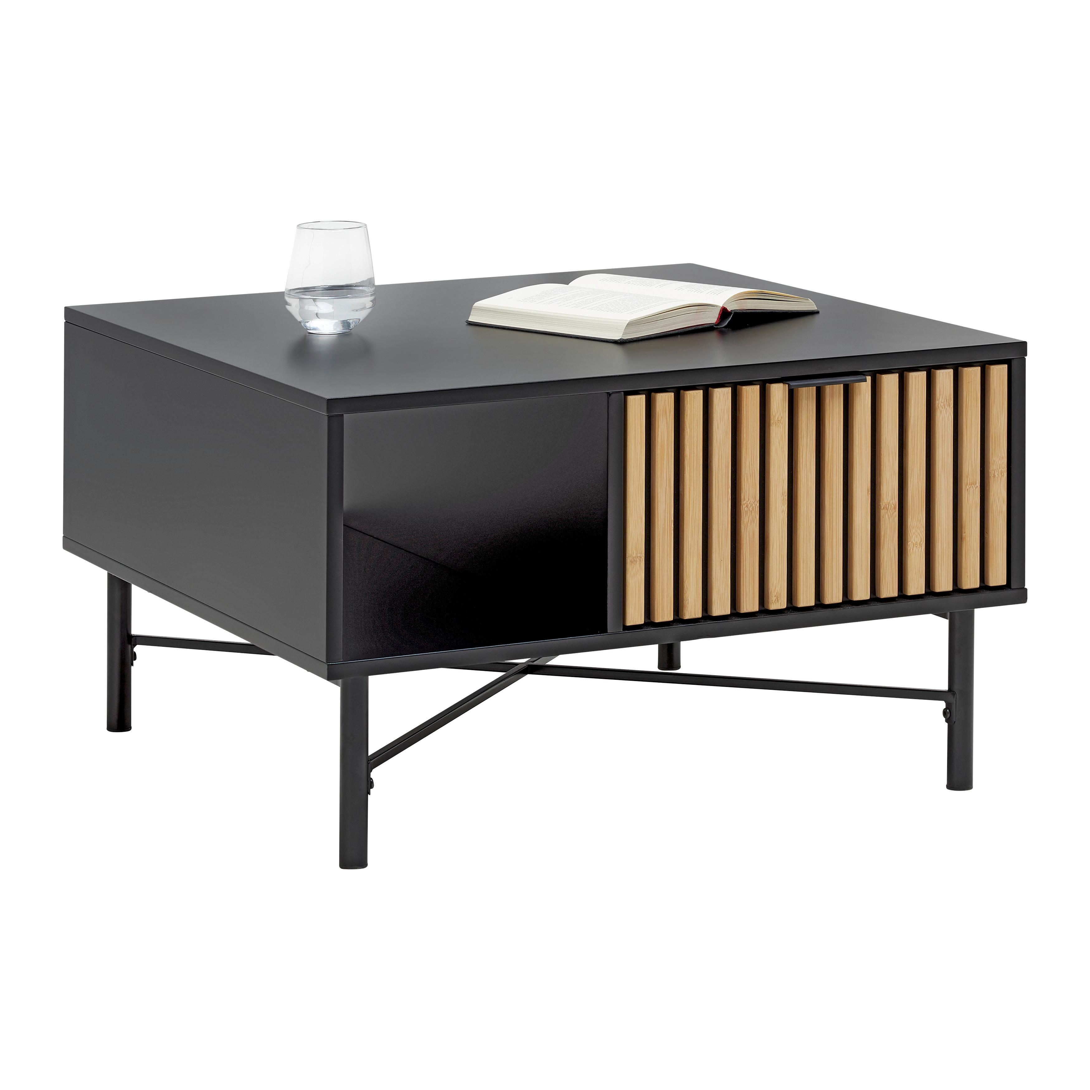 Stolić Madrid - prirodne boje/crna, Moderno, metal/drvo (70/70/43cm) - Modern Living