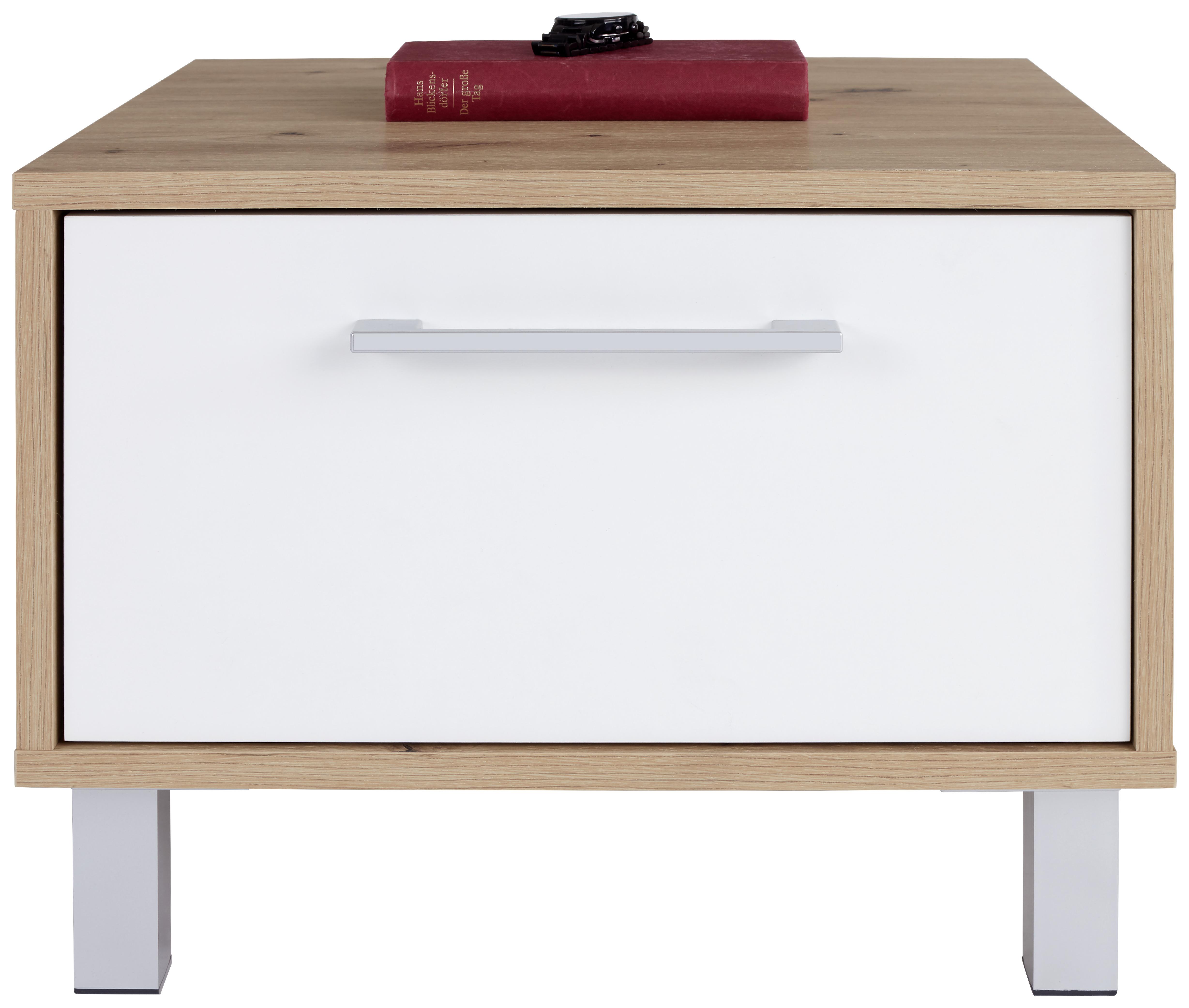 Noćni Ormarić Box - bijela/boje hrasta, Moderno, drvni materijal (50/37/50cm) - Modern Living