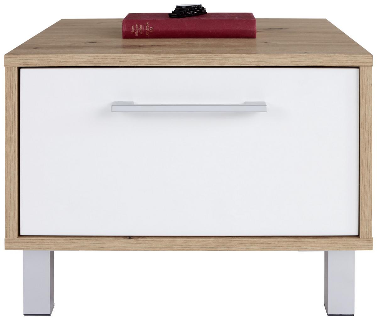 Noćni Ormarić Box - bijela/boje hrasta, Moderno, drvni materijal (50/37/50cm) - Modern Living