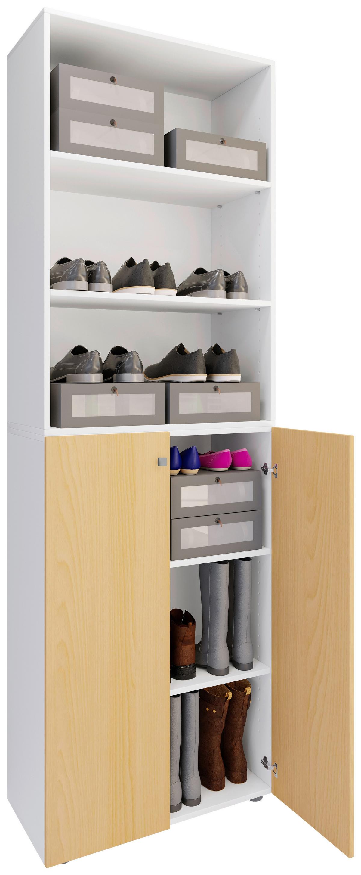 SCHUHSCHRANK LONA 2XL DT R - Weiss/Buchefarben, Design, Holzwerkstoff/Kunststoff (70/220/40cm) - MID.YOU