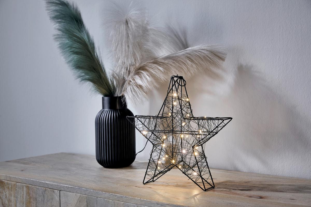 Led-díszlámpa Danica - fekete, Konventionell, fém (30/30/5cm) - Premium Living