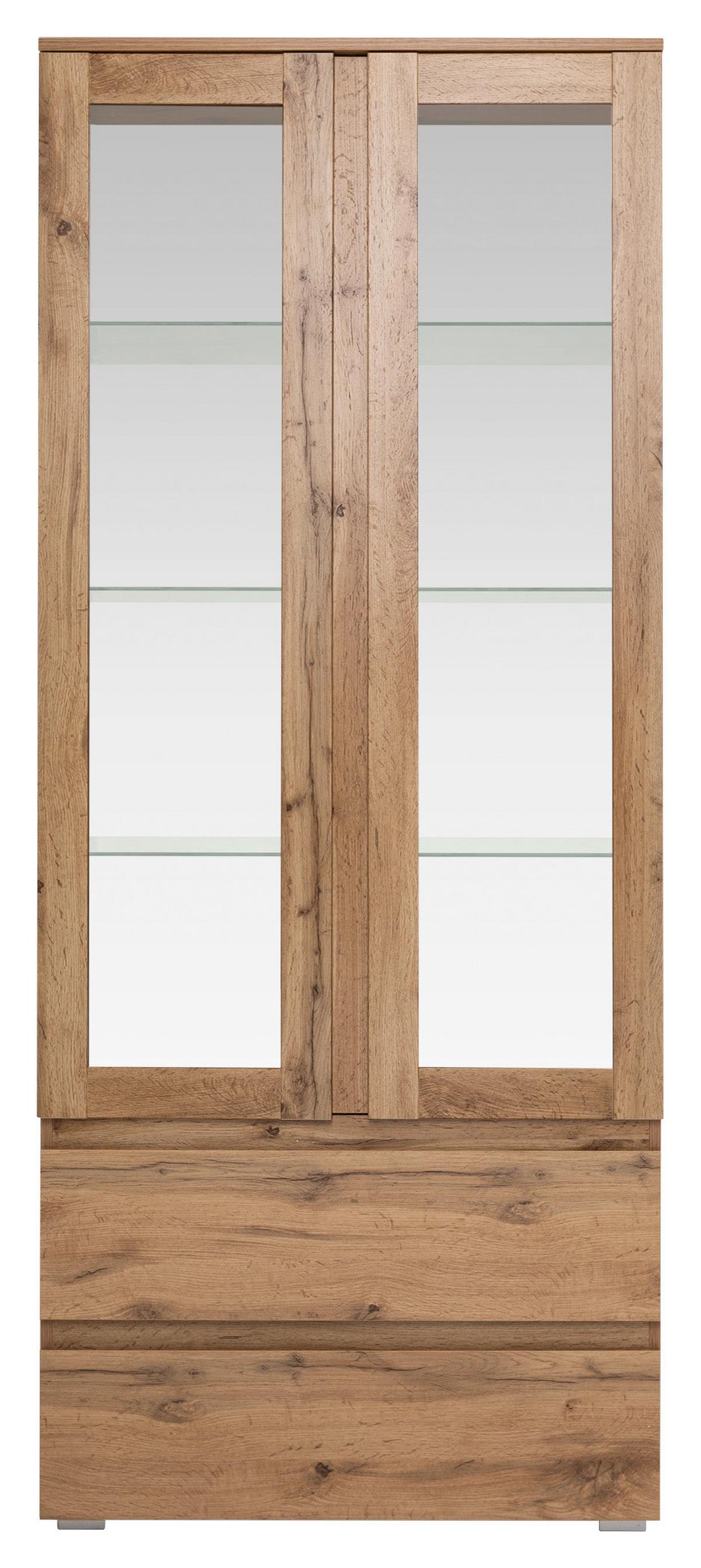 Vitrina Image, Barva Hrasta - srebrne barve/barve hrasta, Konvencionalno, steklo/leseni material (80/191/40cm) - MID.YOU