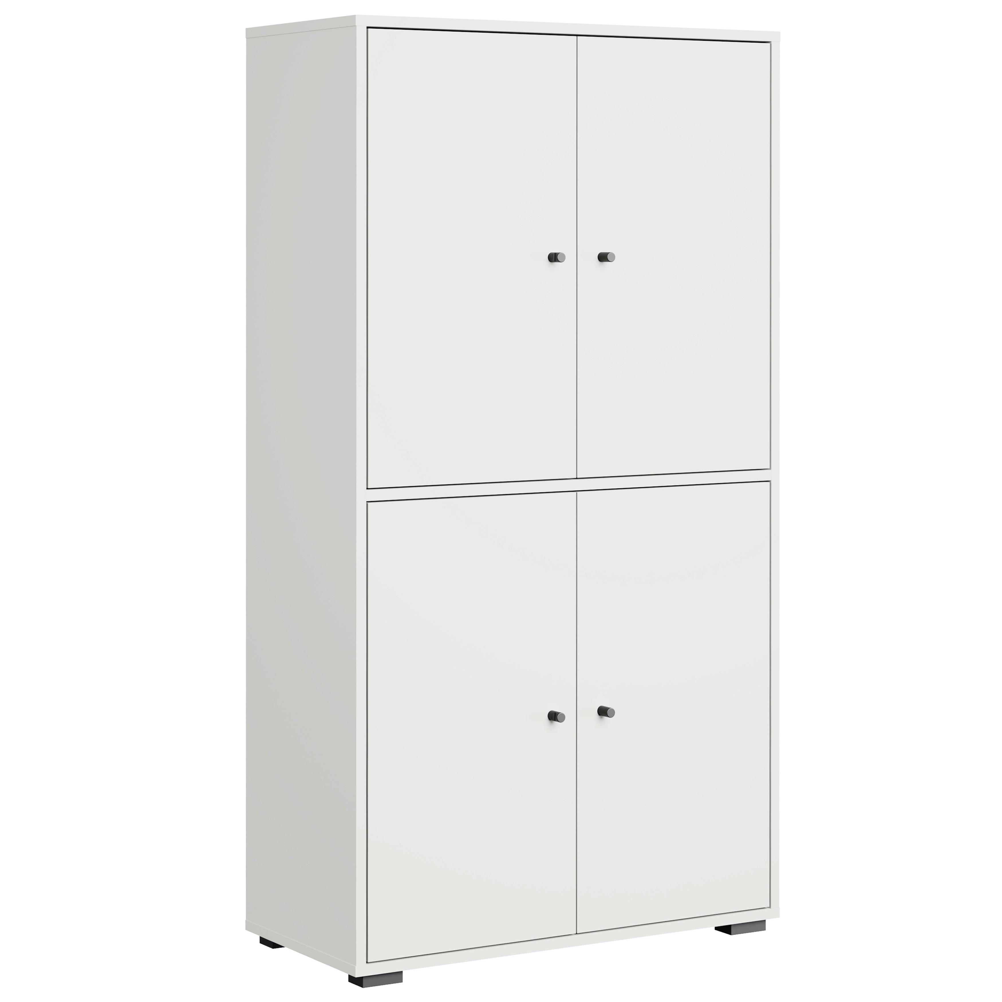 Schuhschrank Dino 020 - Weiss/Schwarz, Basics, Holzwerkstoff/Kunststoff (70/131/33cm) - P & B