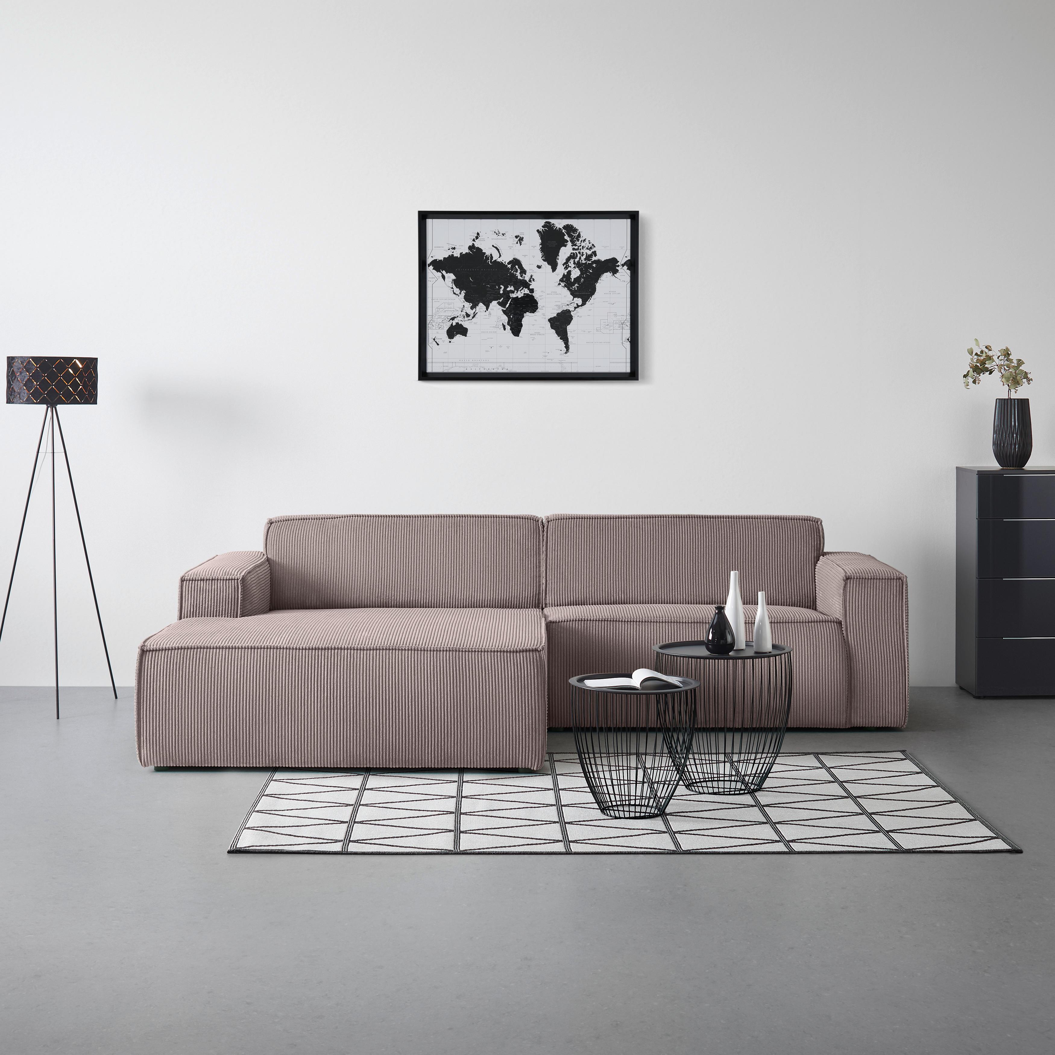 Wohnlandschaft Loft in Graubraun - Graubraun/Schwarz, MODERN, Kunststoff/Textil (172/75/265cm) - Mömax