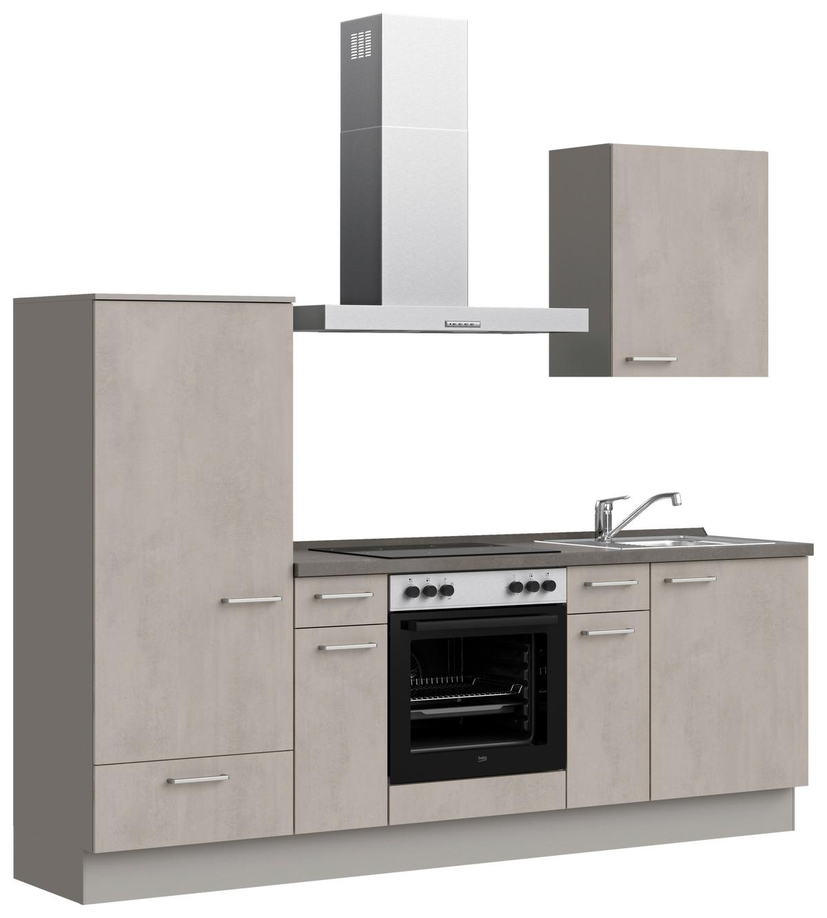 Küchenblock Riva Low m. Geräten Grau - Schieferfarben/Edelstahlfarben, MODERN, Holzwerkstoff/Metall (240cm) - Nobilia