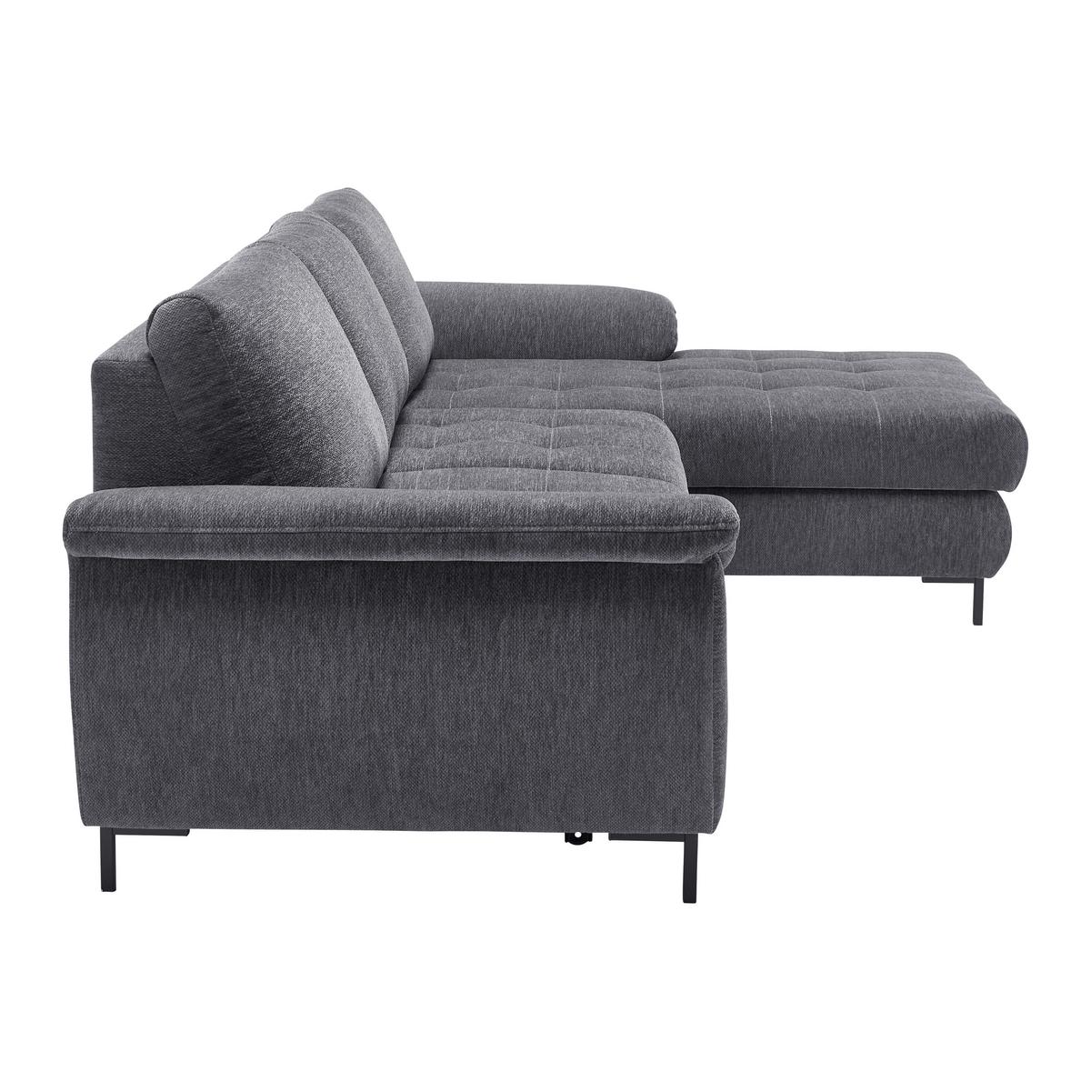 Ecksofa Focus L Grau Chenille - Schwarz/Grau, KONVENTIONELL, Holz/Textil (167/256cm) - Based
