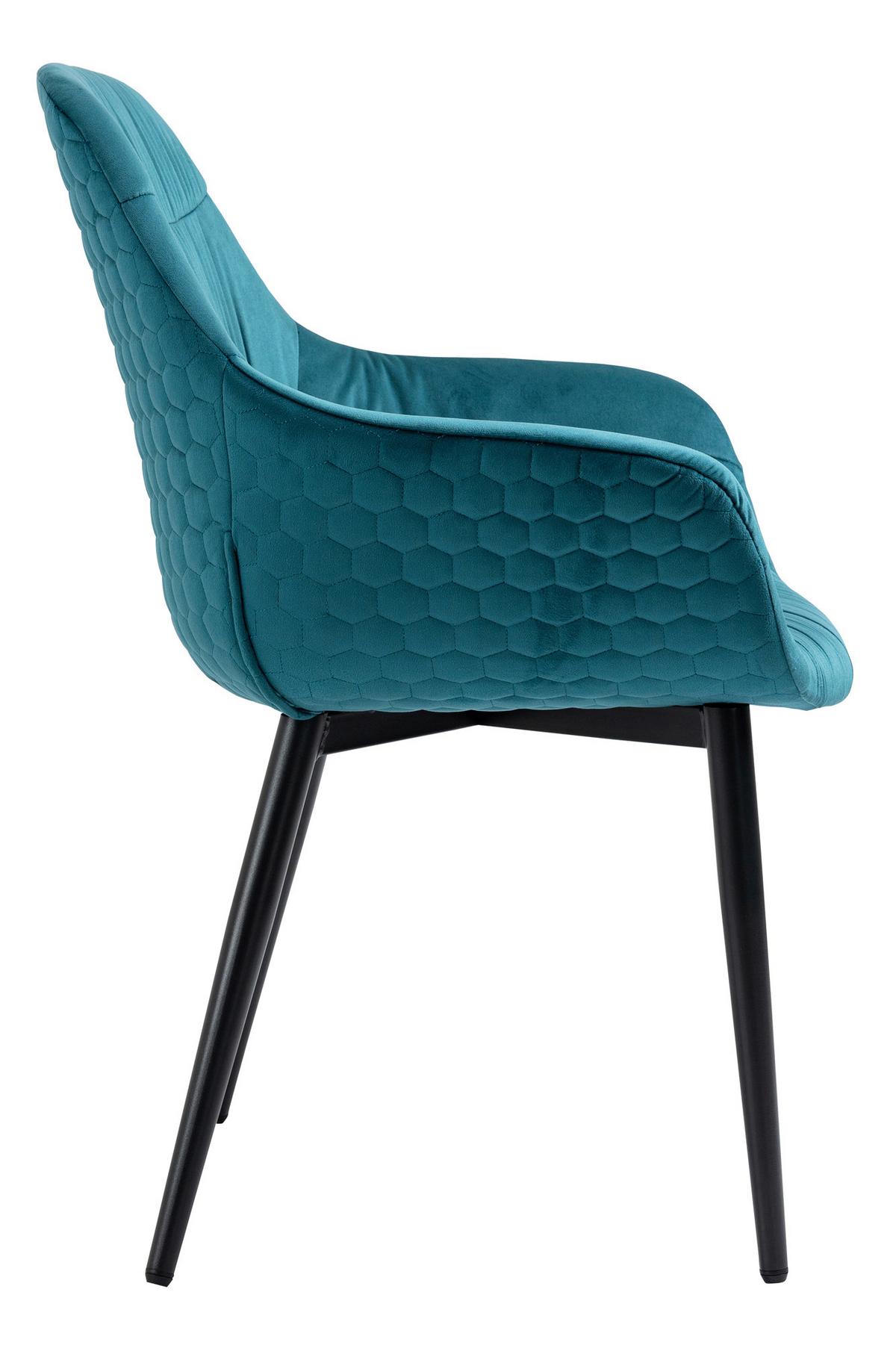 Naslanjač Samt, Turkizna - turkizna/črna, Moderno, kovina/tekstil (63/81,5/61cm) - Livetastic