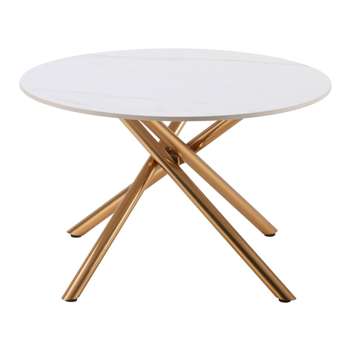 Couchtisch Marbella Weiß/Goldfarben - Goldfarben/Weiß, MODERN, Keramik/Metall (70/70/44cm) - Mömax